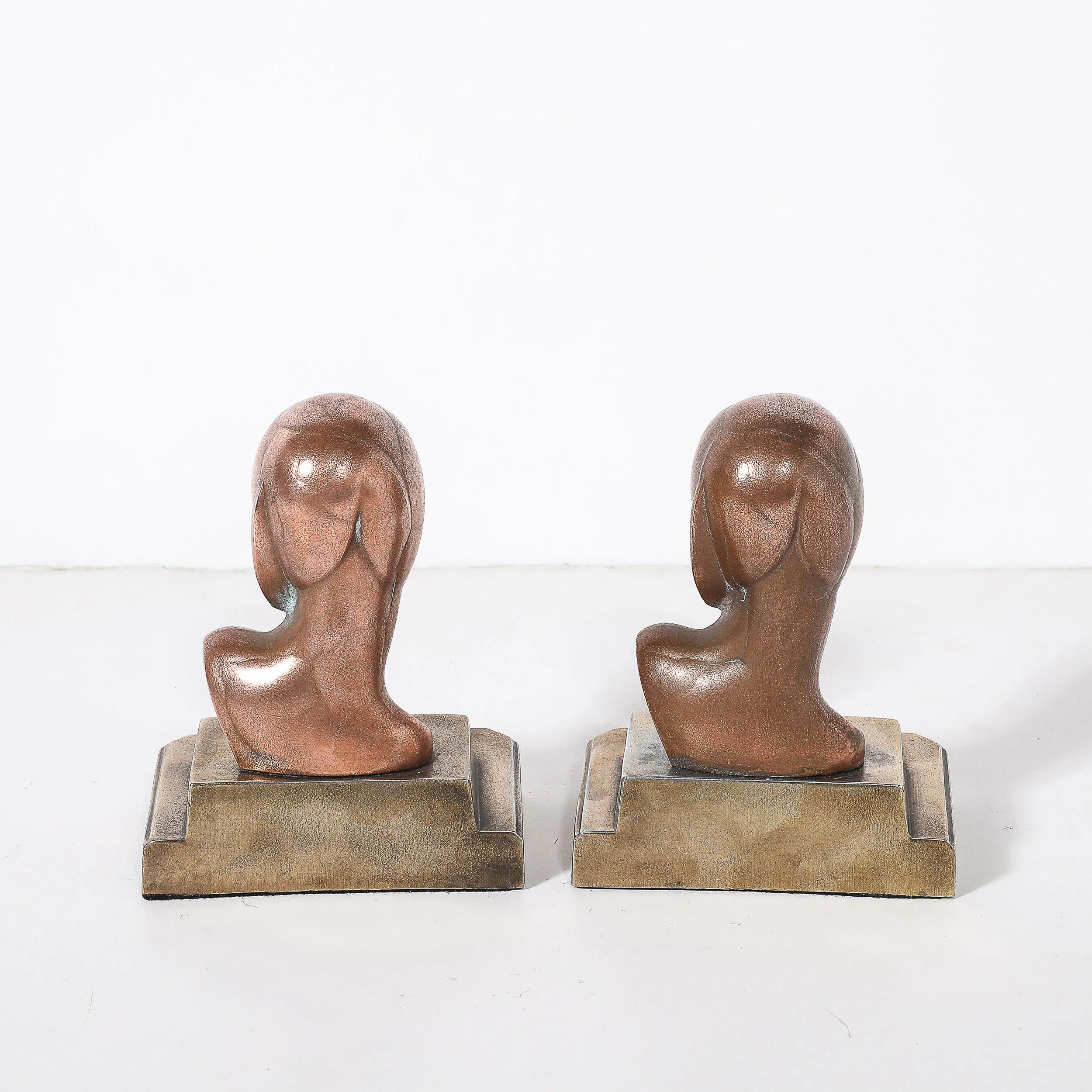 Art Deco Machine Age Lady Bookends in Copper & Antique Brass signed Frankarts - High Style Deco 6.jpg
