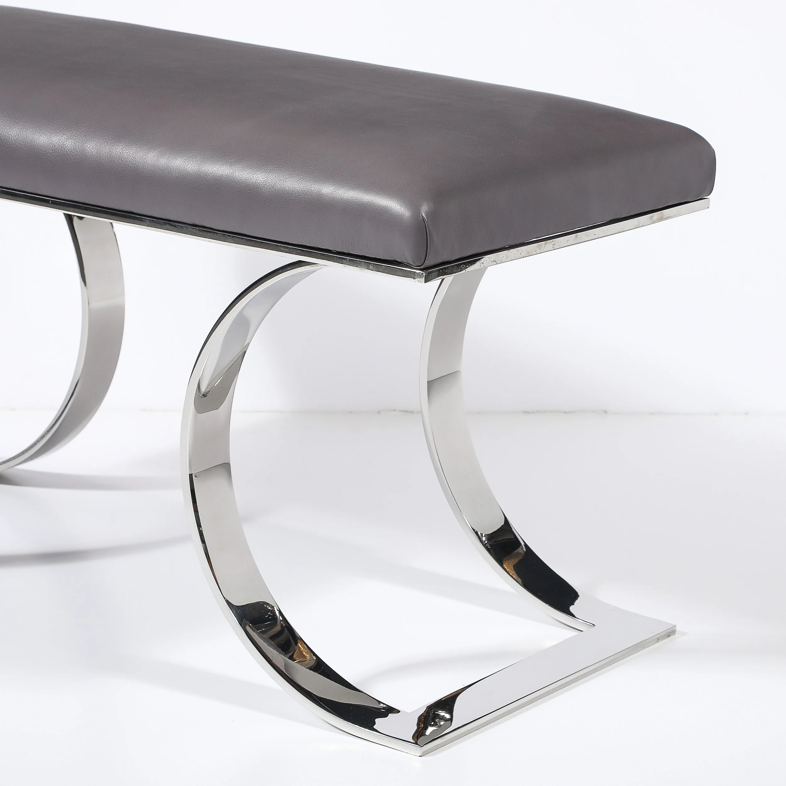 Mid-Century Stainless Steel & Holly Hunt Leather JMF Bench by Karl Springer - High Style Deco 3.jpg