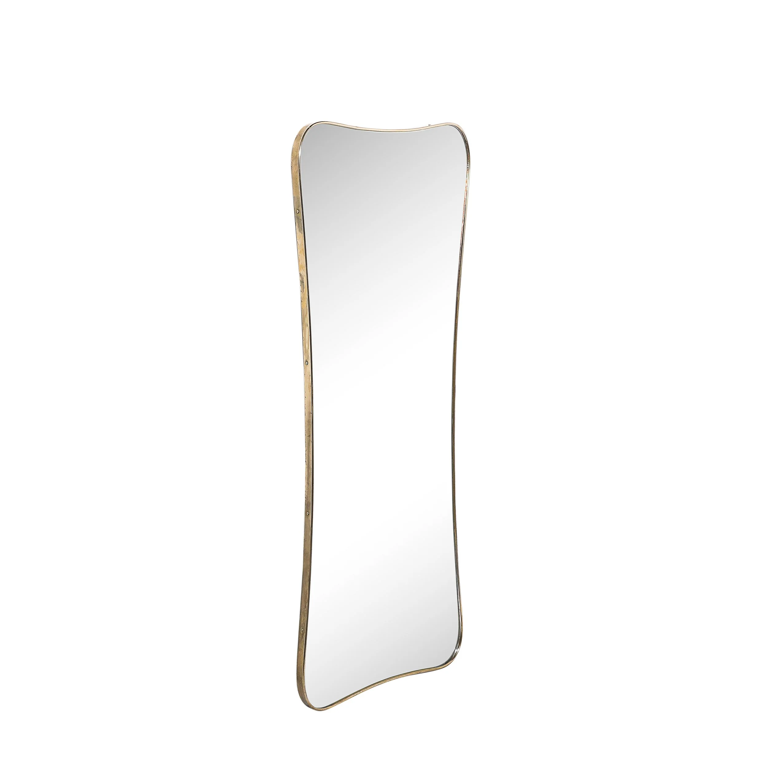 Pair of Mid-Century Modernist Curvilinear Hourglass Form Brass Wrapped Mirrors - High Style Deco 2.jpg