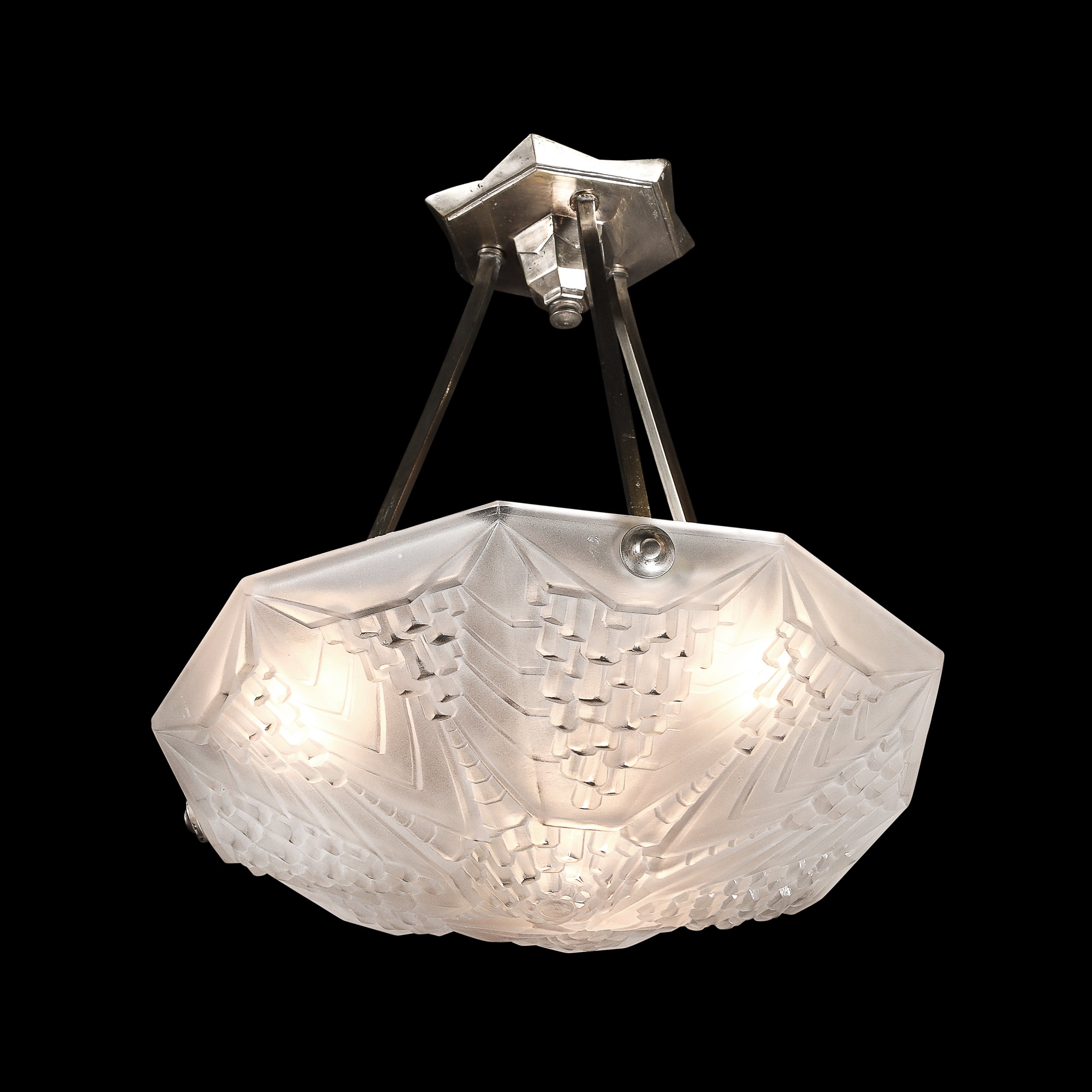 Art Deco Skyscraper Style Frosted Glass Pendant signed André Nuet for Schneider - High Style Deco 12.jpg