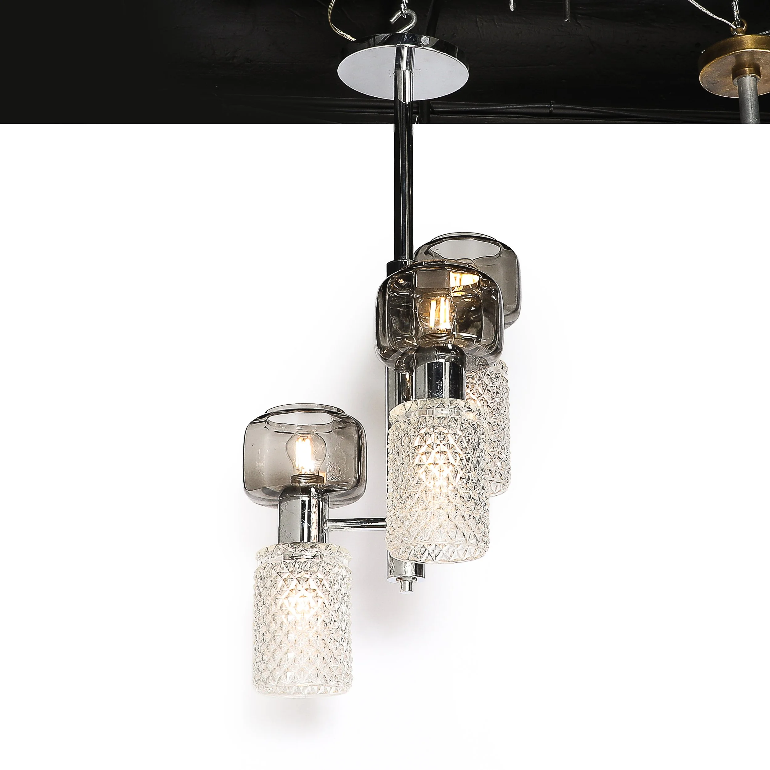 Mid-Century Pressed Crystal & Smoked Murano Glass Staggered 3-Arm Pendant - High Style Deco 4.jpg