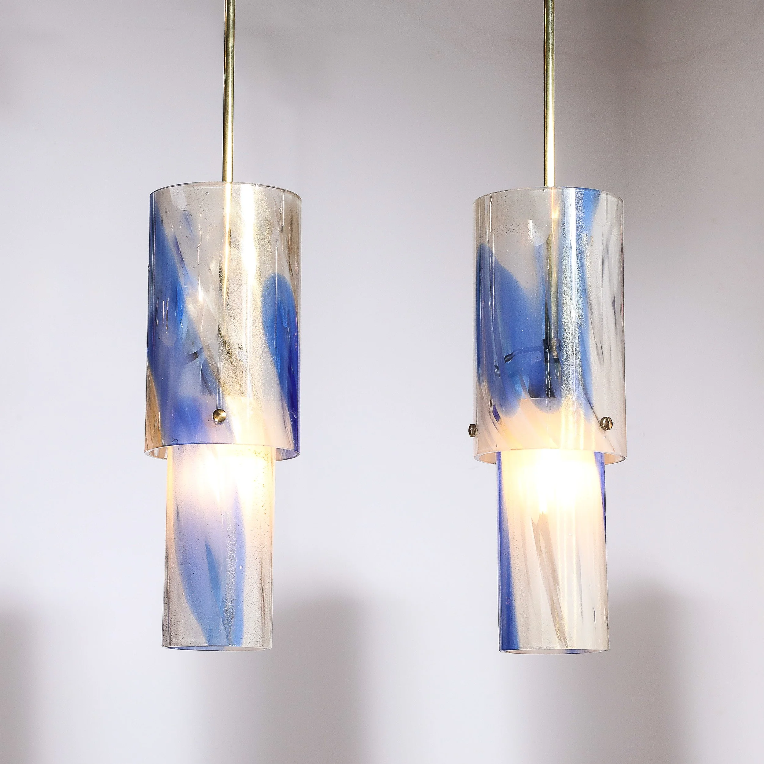 Set of 4 Mid-Century Blue & White Murano Glass Cylindrical Pendants by Venini - High Style Deco 3.jpg