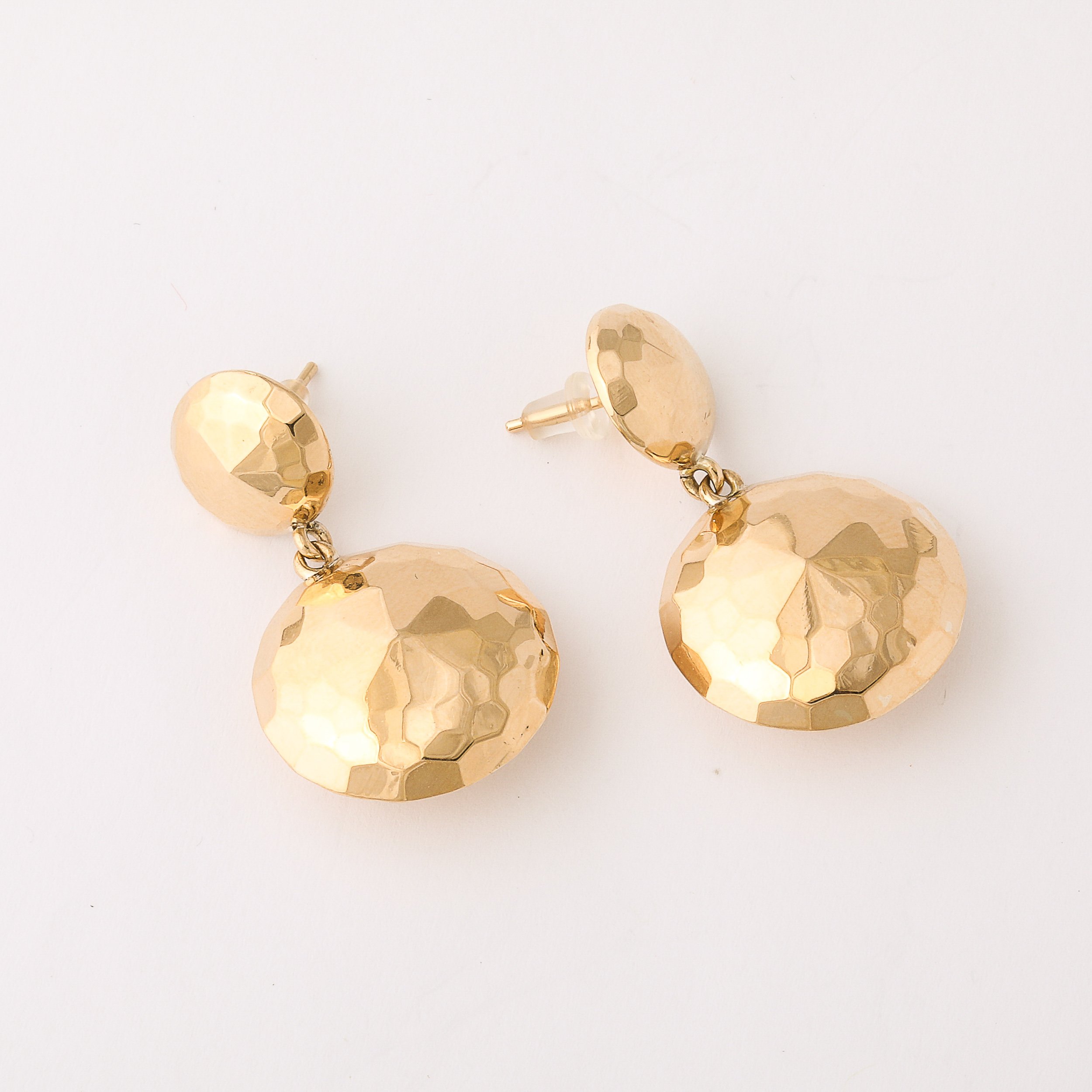 Pair of Modernist Half Dome Faceted 18 Karat Gold Earrings - High Style Deco 5.jpg