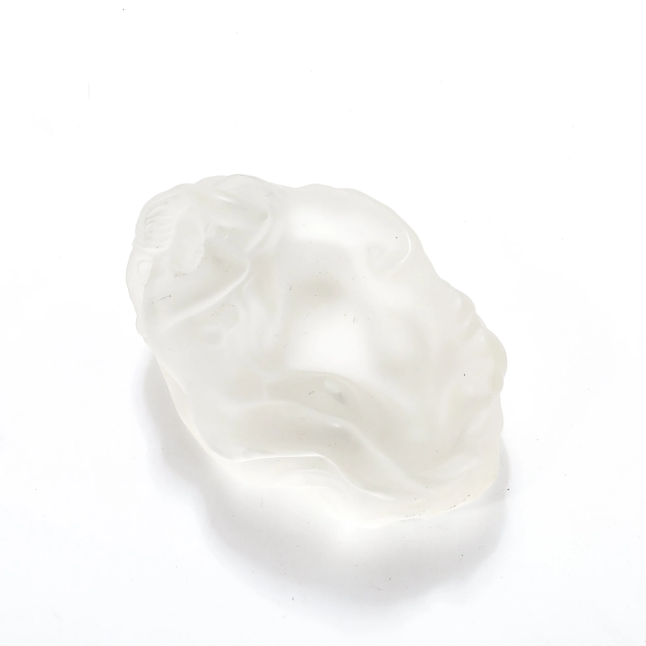 MidCentury Frosted Crystal Sleeping Beauty Sculptural Nude Dish Signed R Lalique - High Style Deco 1.jpg