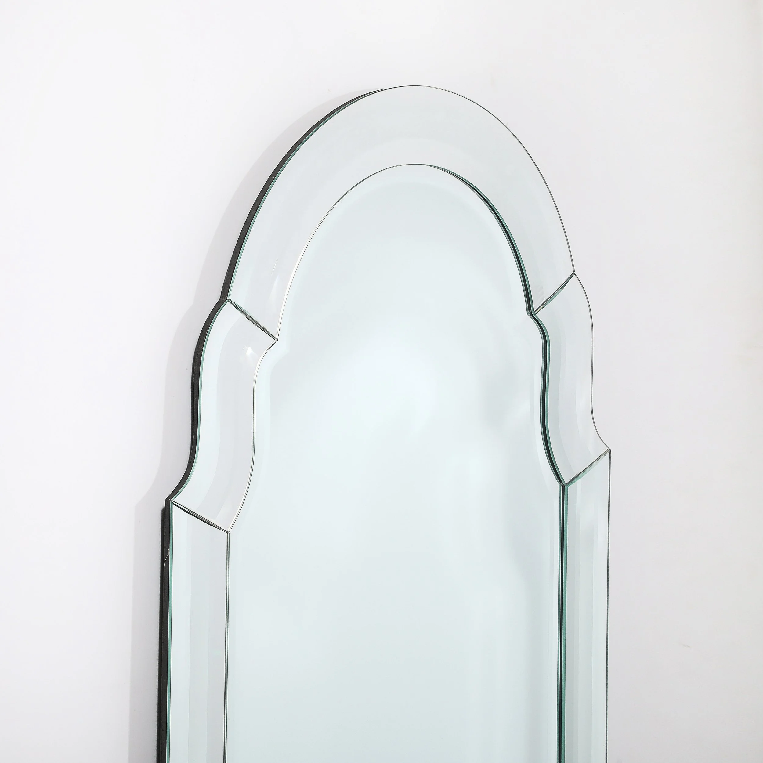 Pair of Mid-Century Modernist Serifed Arch Form Mirrors with Beveled Detailing - High Style Deco 3.jpg