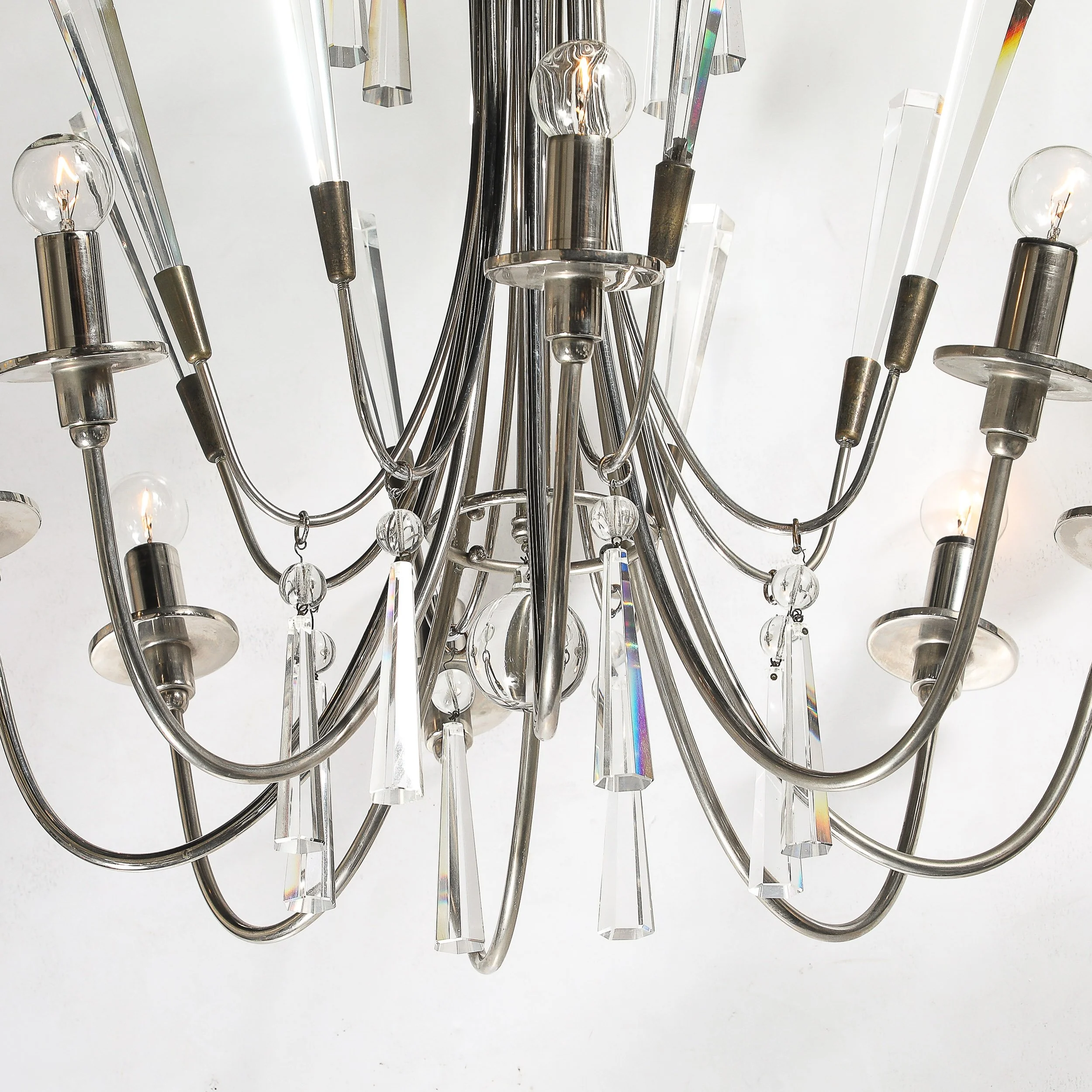 Mid-Century Modernist Eight Arm Chandelier in Cut Crystal & Polished Nickel - High Style Deco 2.jpg