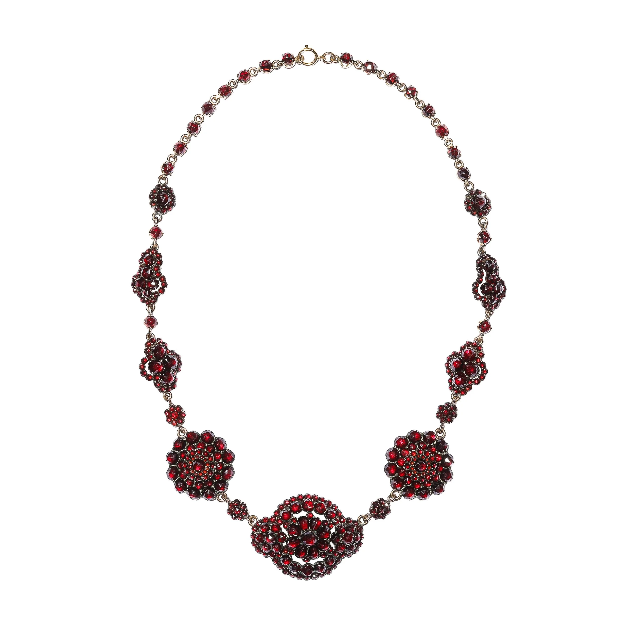 Antique Bohemian Necklace Encrusted with Garnets in Garnet Gold Setting - High Style Deco 1.jpg