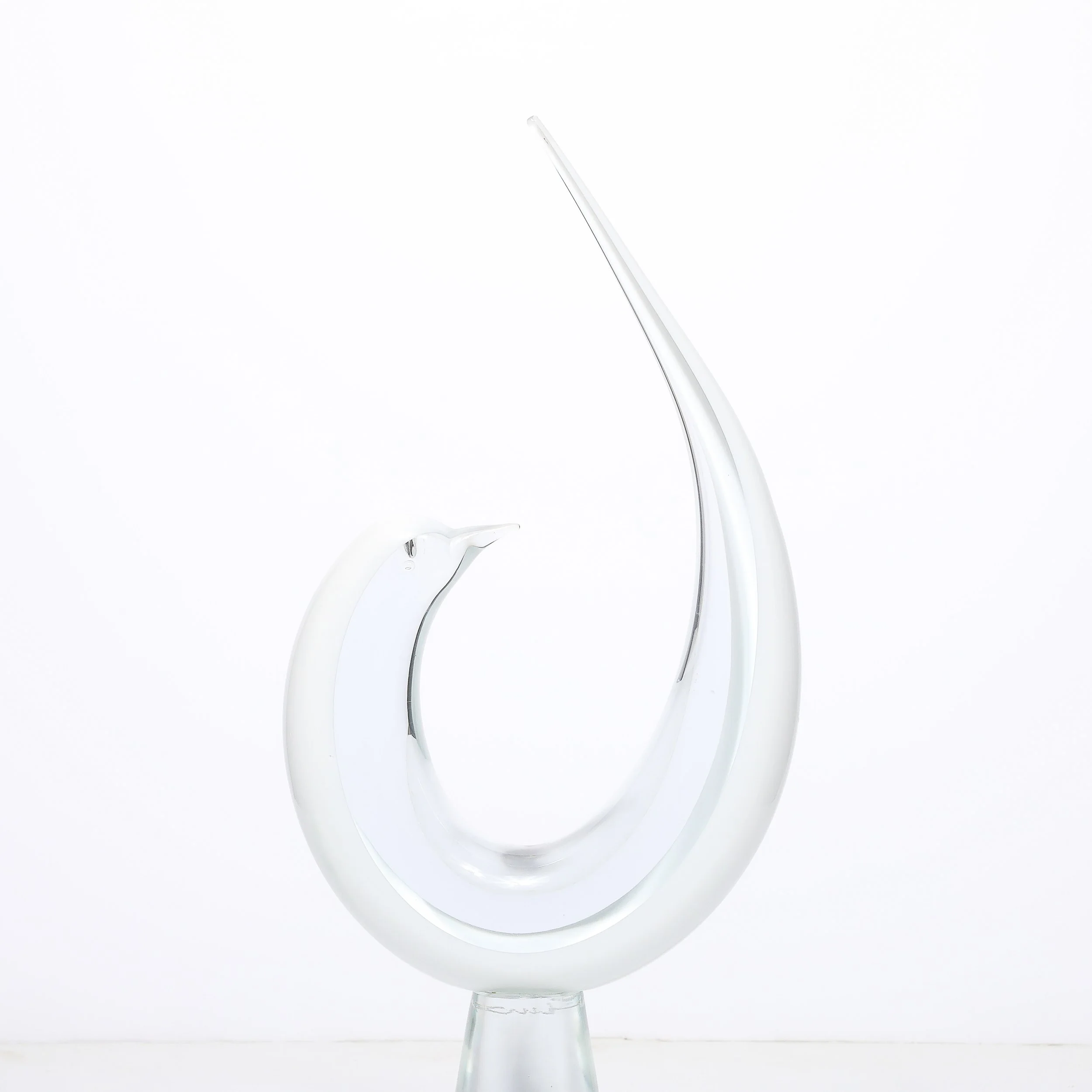 Mid-Century White & Transparent Murano Glass Bird Sculpture signed Renato Anatra - High Style Deco 2.jpg