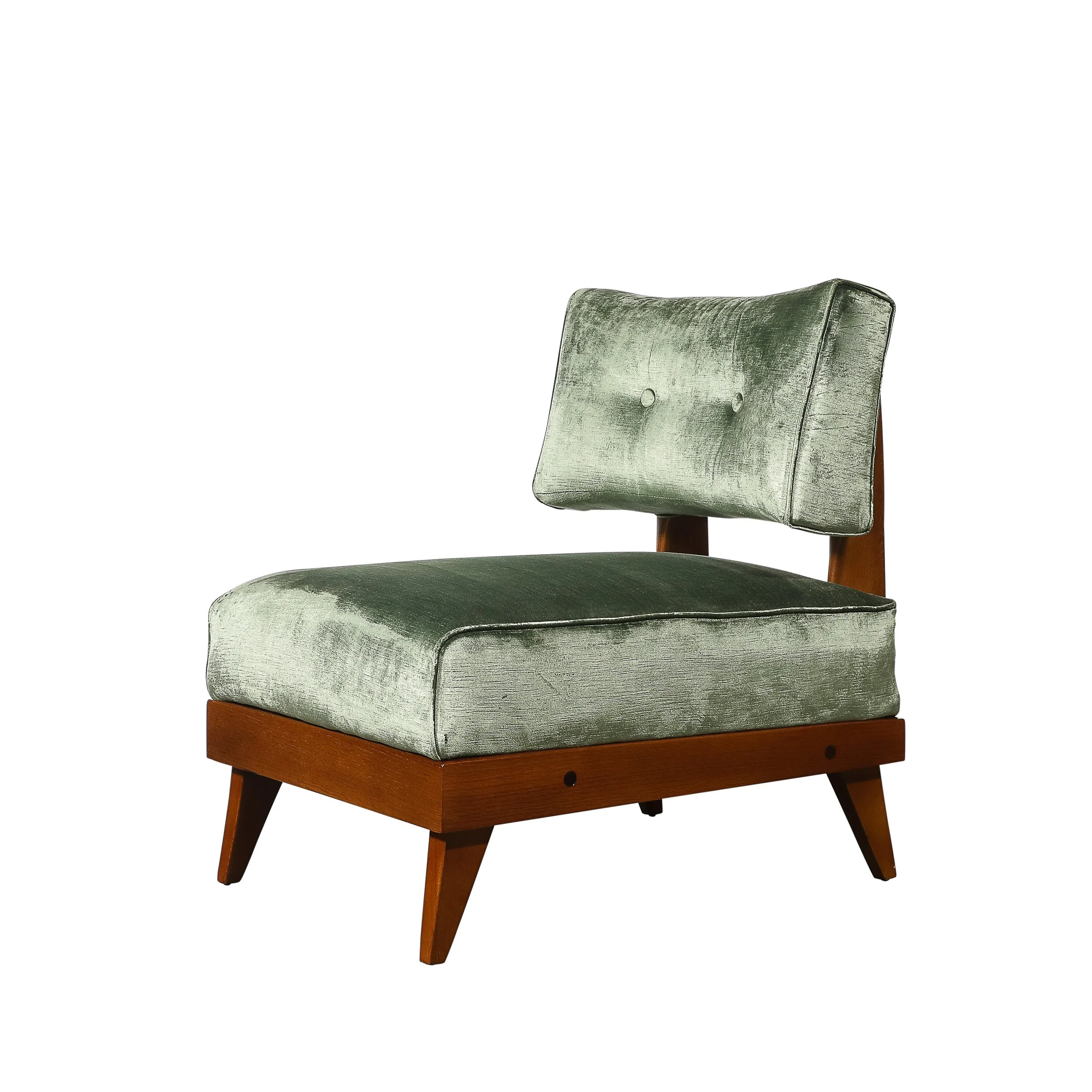 Mid-Century Modernist Sculptural Oak Lounge Chairs in Eucalyptus Velvet - High Style Deco 1.jpg