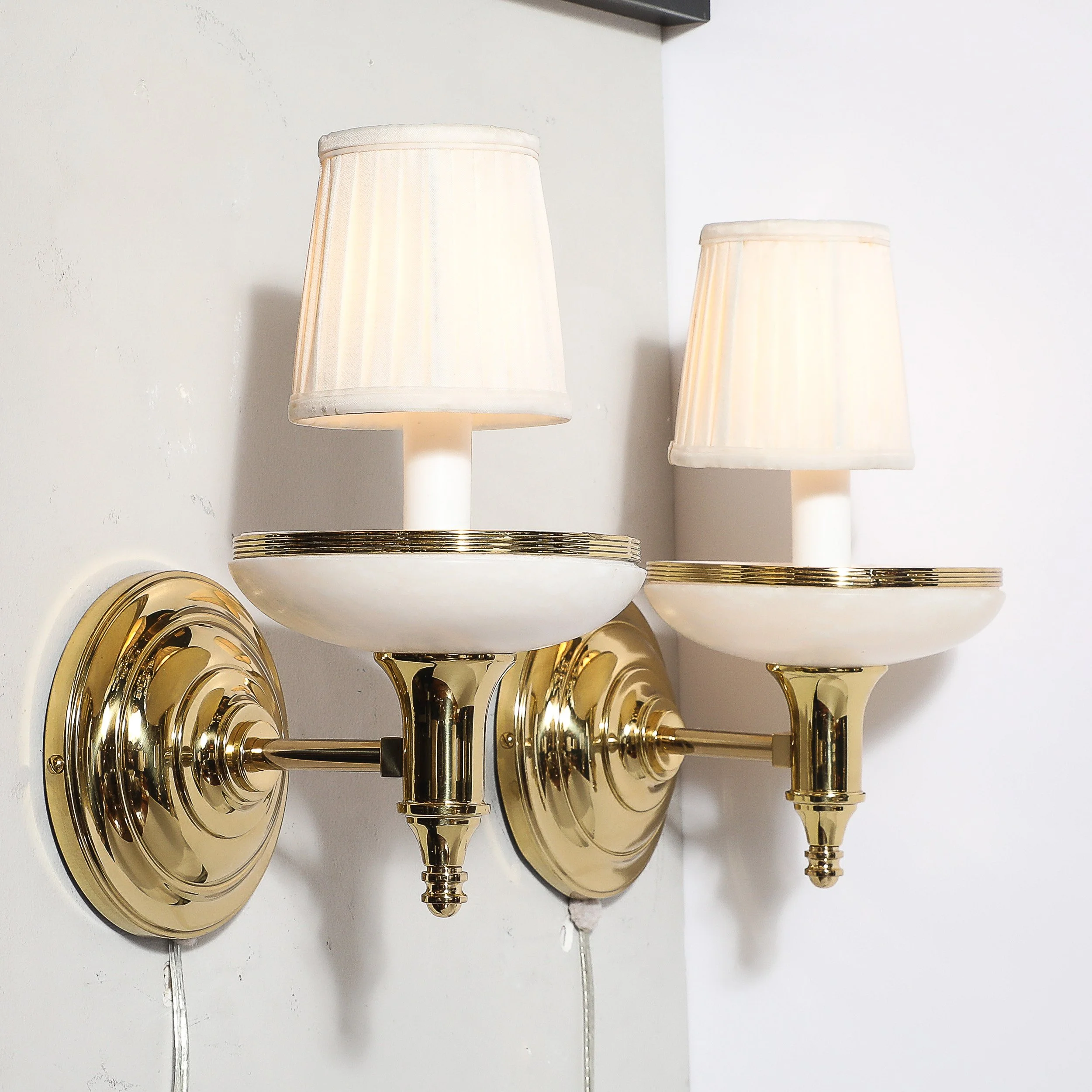 Pair of Art Deco Style Alabaster and Polished Brass Sconces - High Style Deco 8.jpg