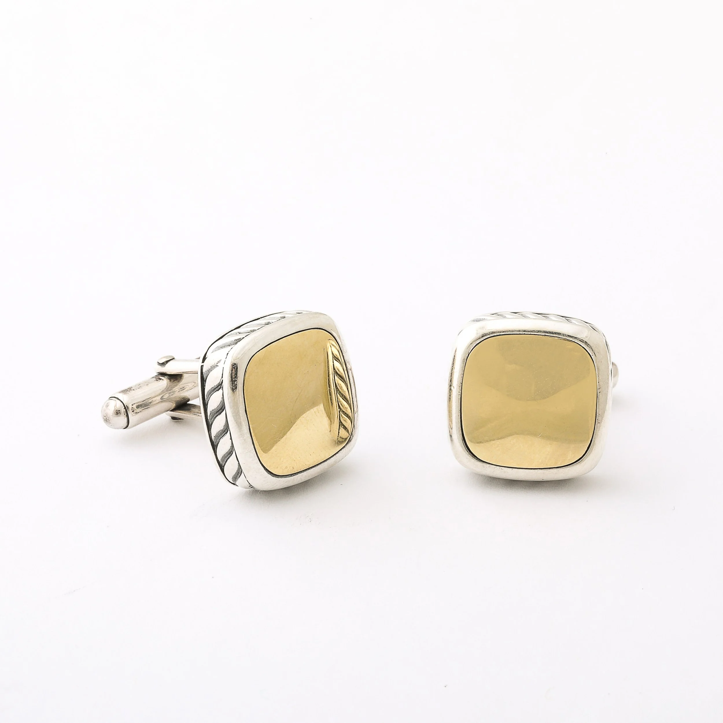 Pair of David Yurman Cufflinks in Sterling Silver and 18k Yellow Gold - High Style Deco 9.jpg