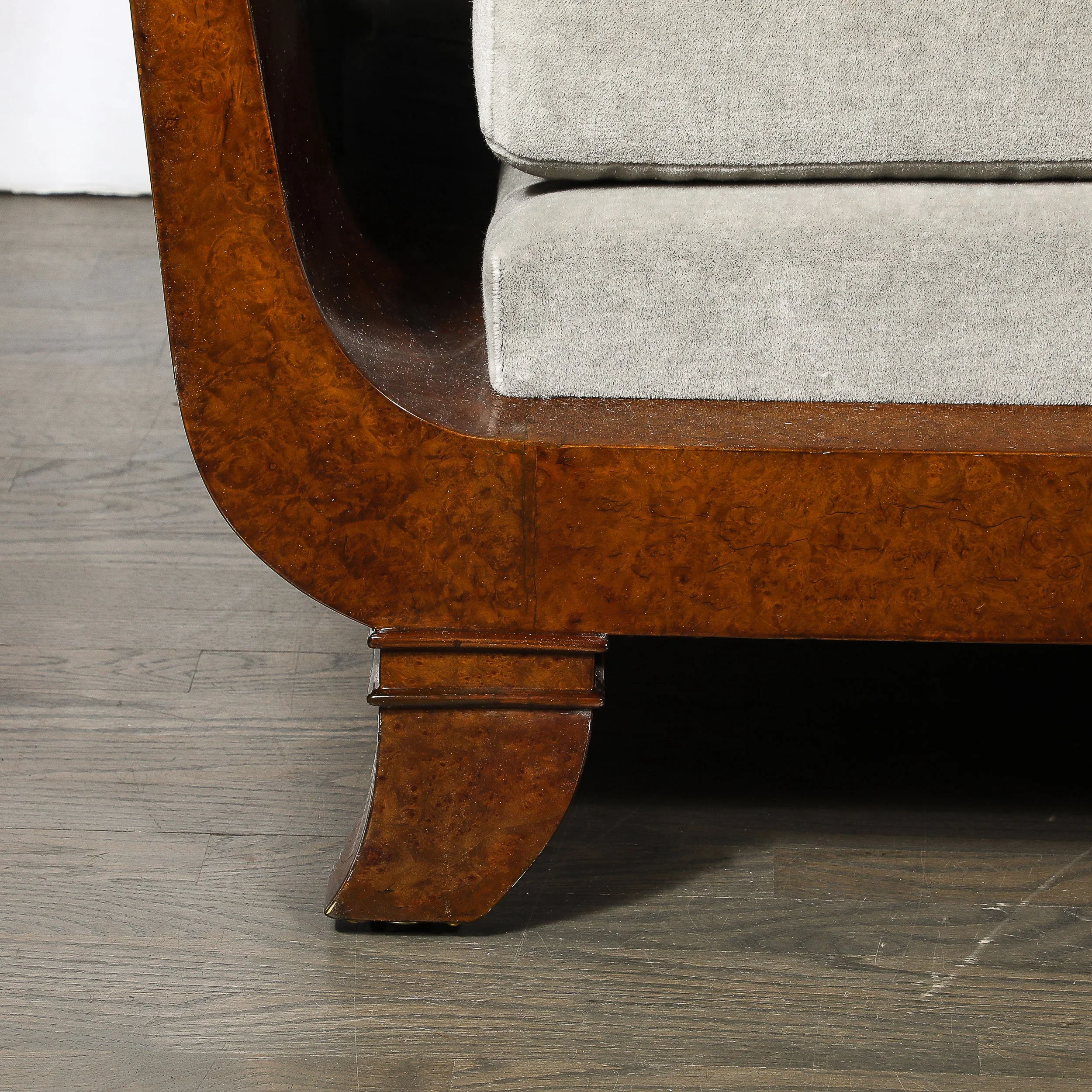 Art Deco Lupe de Amboyna Wood & Taupe Mohair Upholstery Daybed Attr. Jules Leleu - High Style Deco 4.jpg