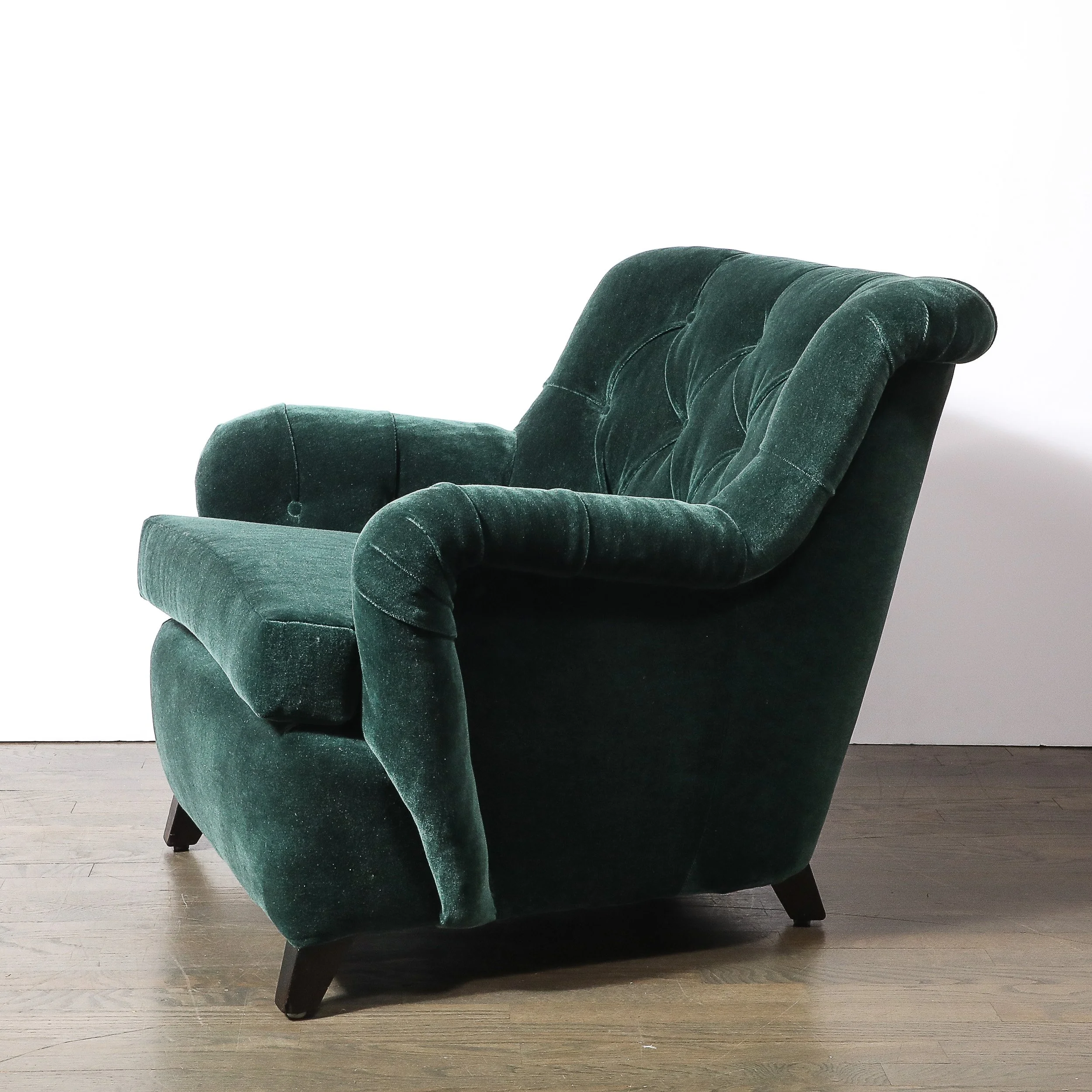 Mid-Century Diamond Tufted Back Viridian Green Velvet Lounge Chair by James Mont - High Style Deco 3.jpg