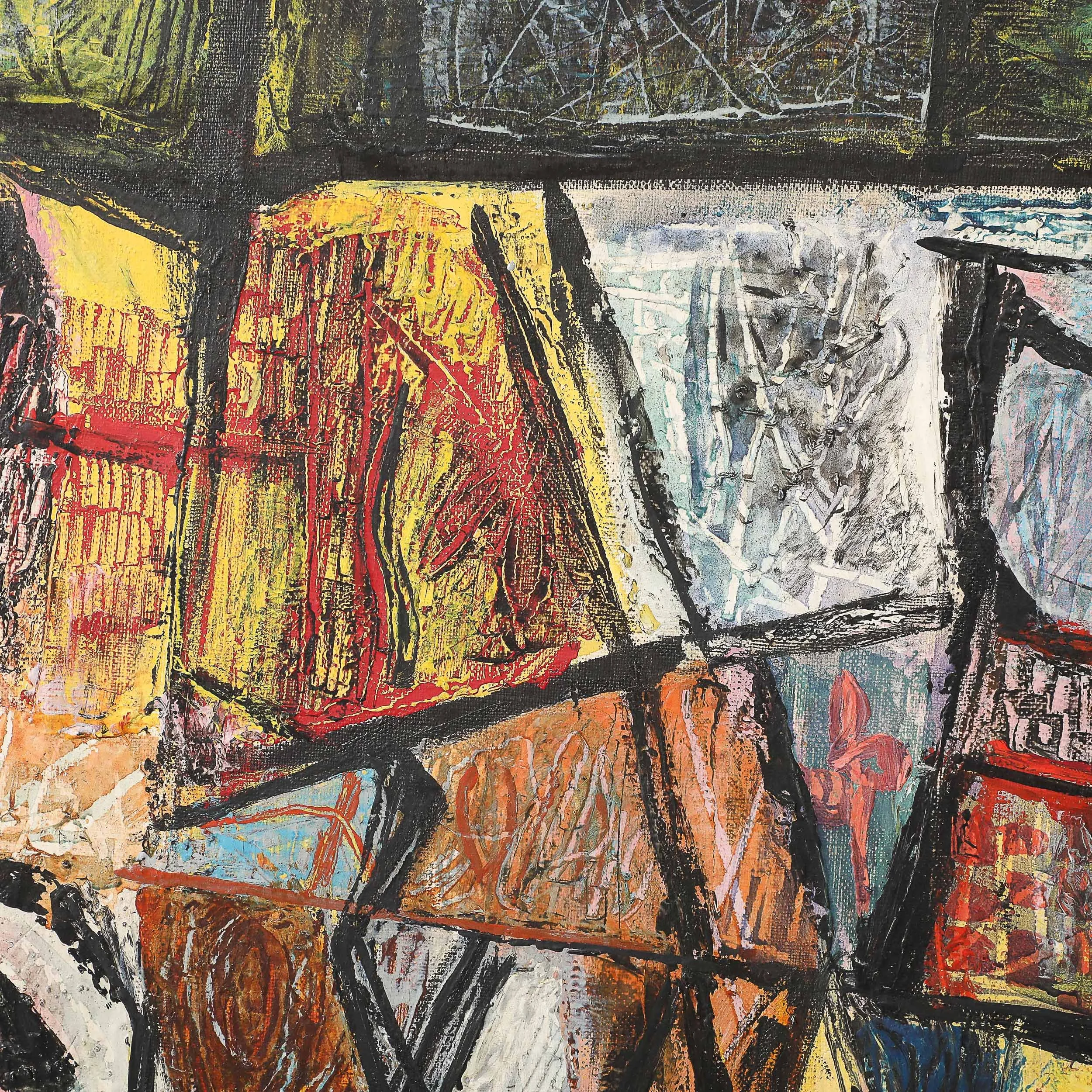 Mid-Century Abstract Textural Composition in Oil on Canvas Painting Louis Schanker - High Style Deco 11.jpg