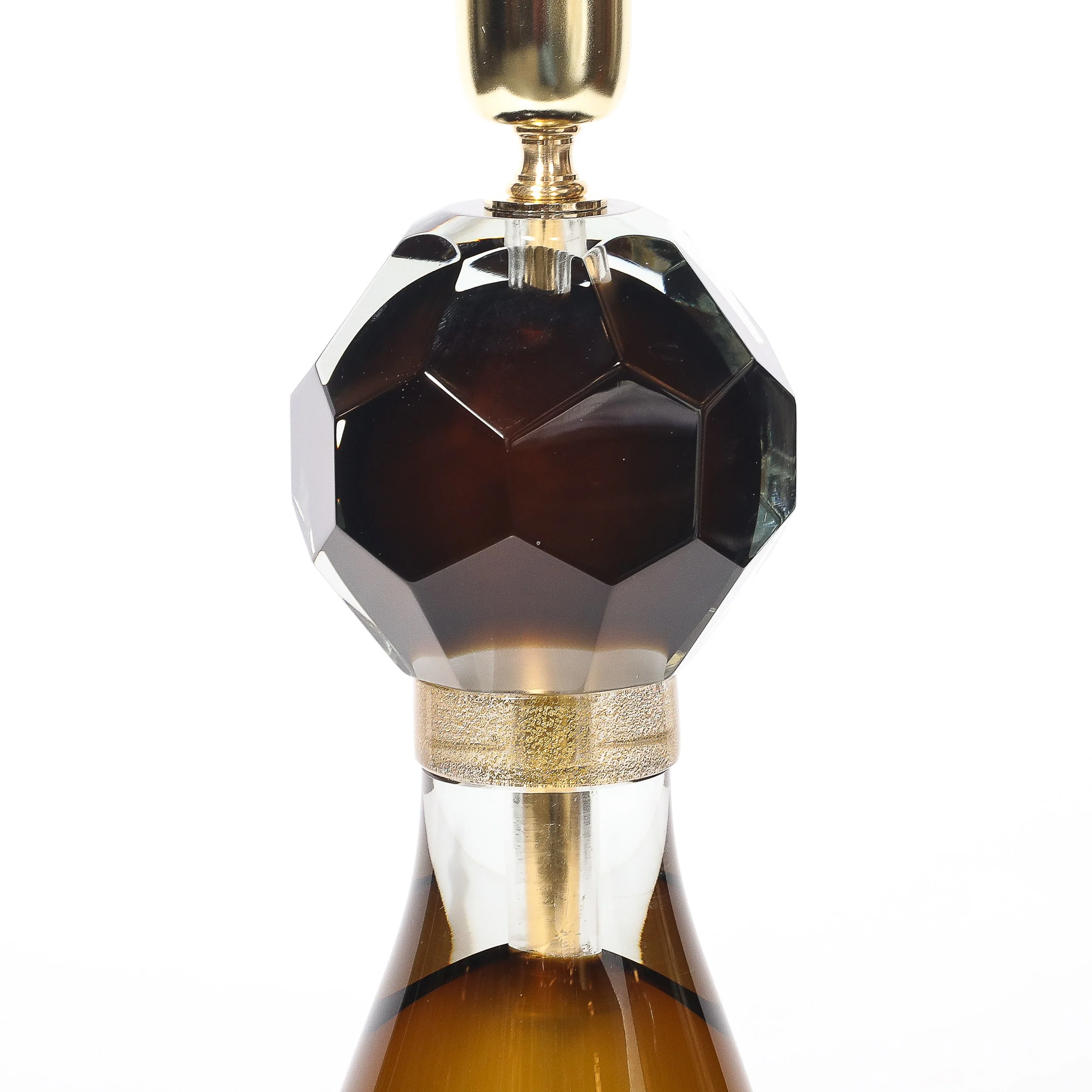 Modernist Faceted Smoked Tobacco Murano Glass Hourglass Form Table Lamps - High Style Deco 4.jpg