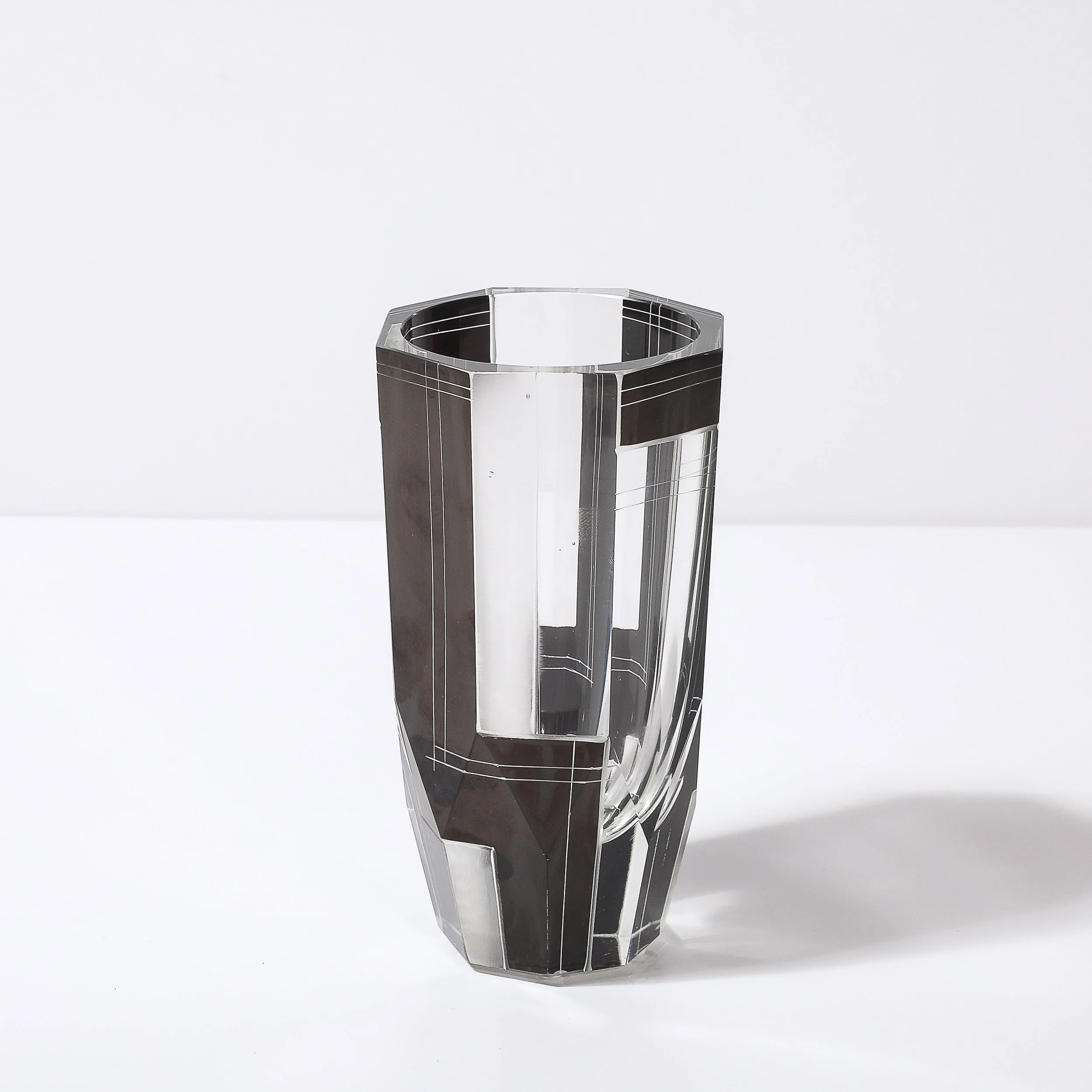 Art Deco Acid Etched Black Glass Vase with Grooved Detailing by Karl Palda - High Style Deco 5.jpg