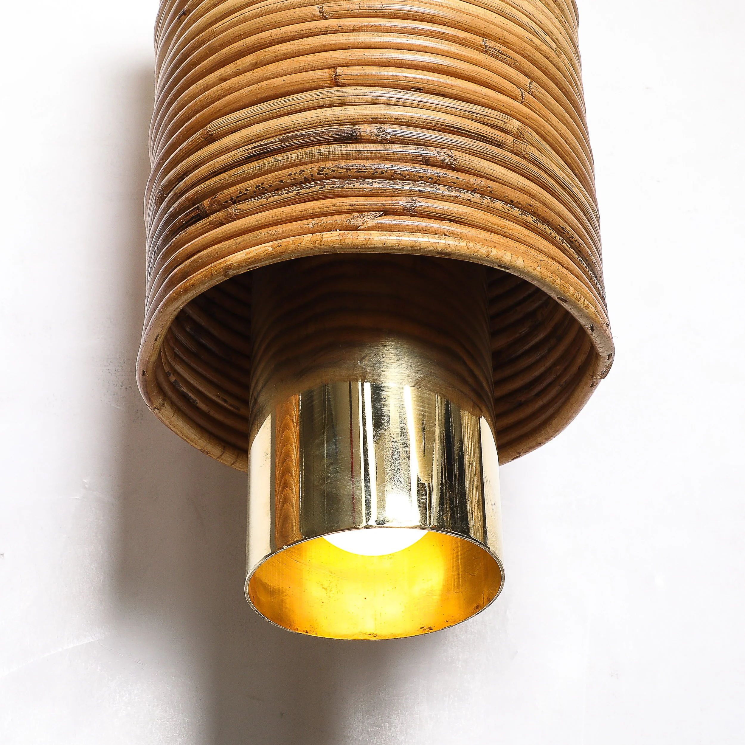 Mid-Century Tiered Cylindrical Pendants in Wrapped Rattan and Polished Brass - High Style Deco 10.jpg