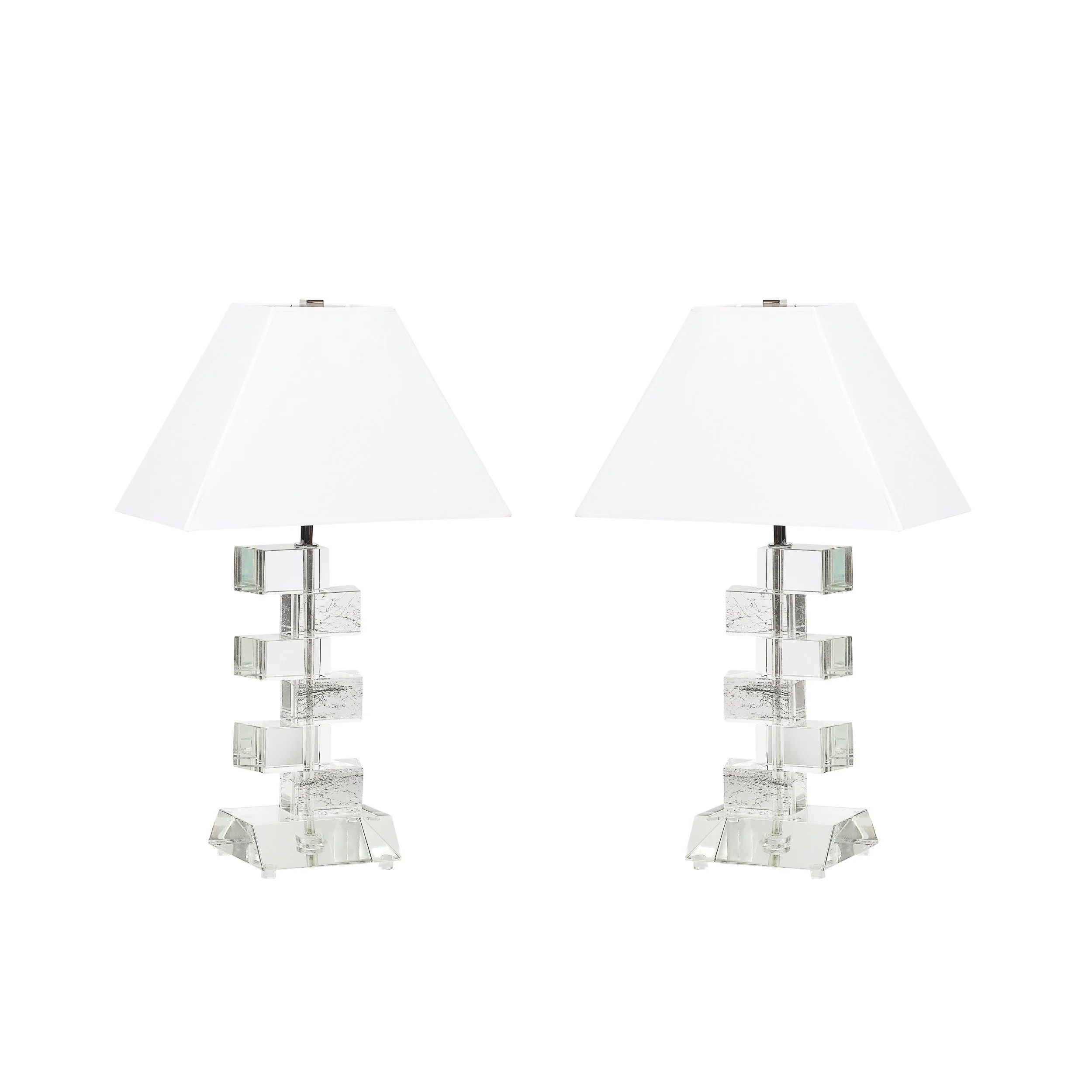 Modernist Hand-Blown Murano Stacked & Faceted Trapezoidal Glass Table Lamps - High Style Deco.jpg