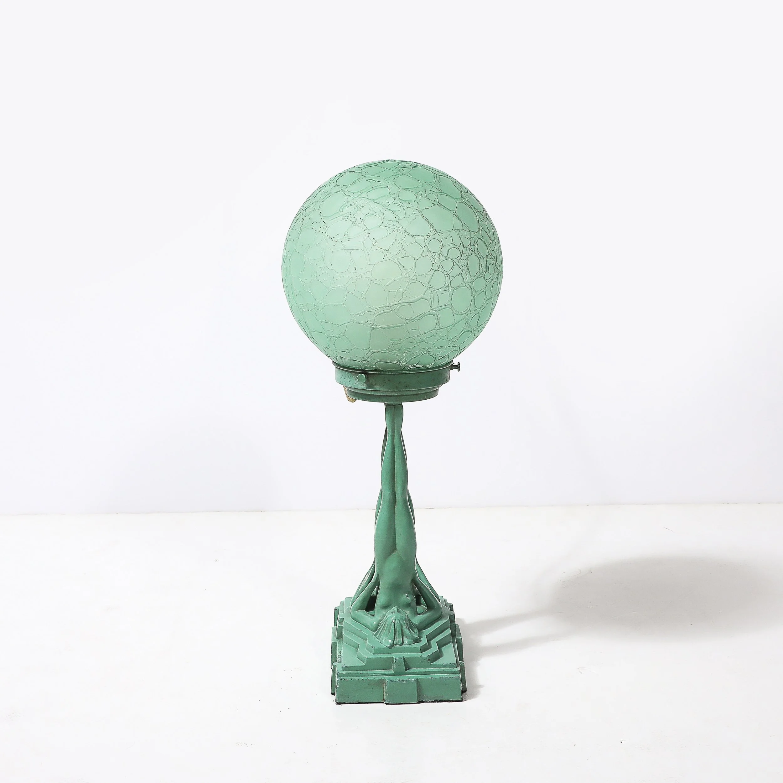 Art Deco Frankarts #L220 Turquoise Figurative Green Craqueleur Glass Table Lamp - High Style Deco 10.jpg