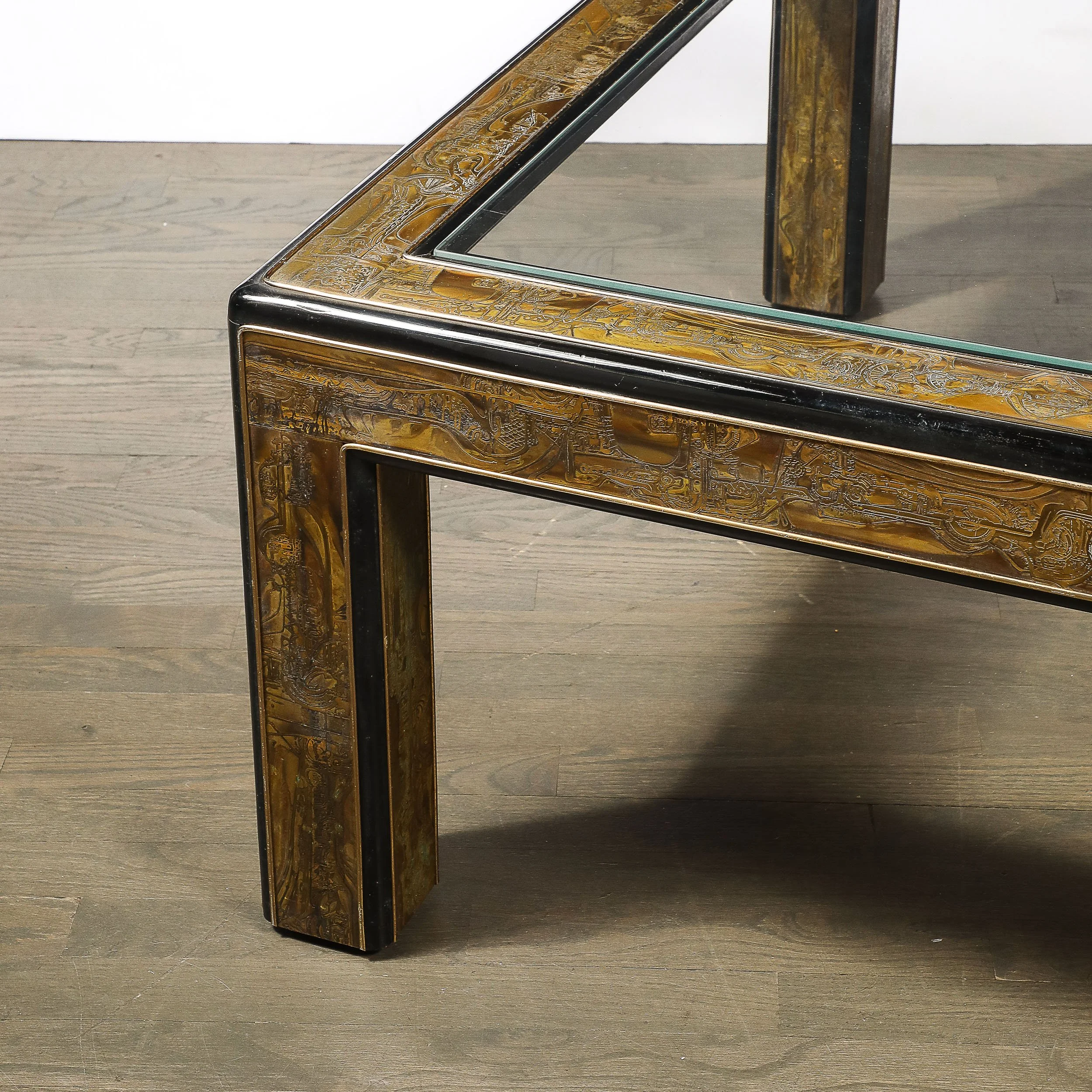 Mid-Century Acid Etched Brass, Lacquer & Glass Cocktail Table by Mastercraft - High Style Deco 8.jpg