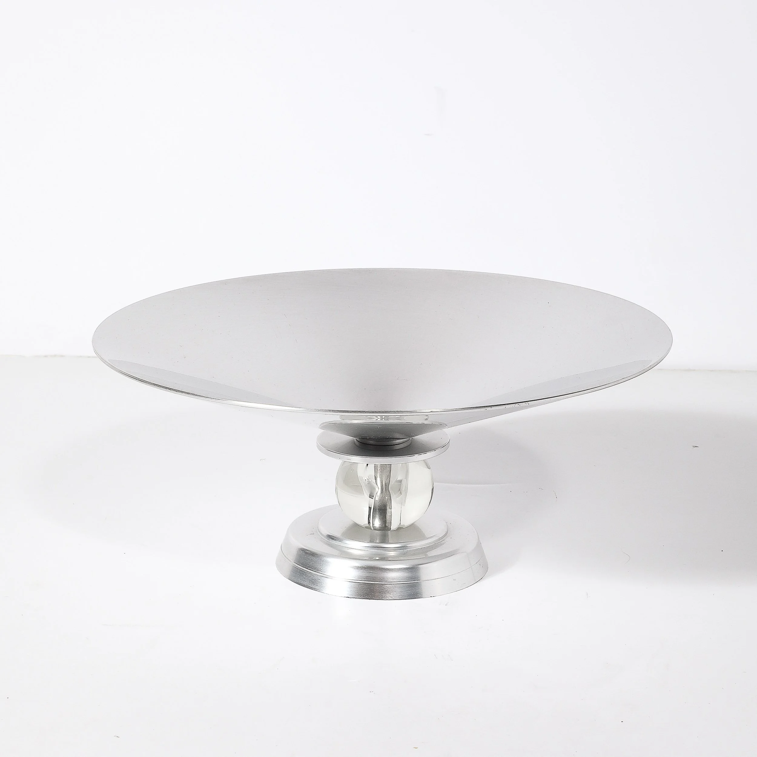 Art Deco Brushed Aluminum & Glass Centerpiece Bowl signed Kensington - High Style Deco 4.jpg