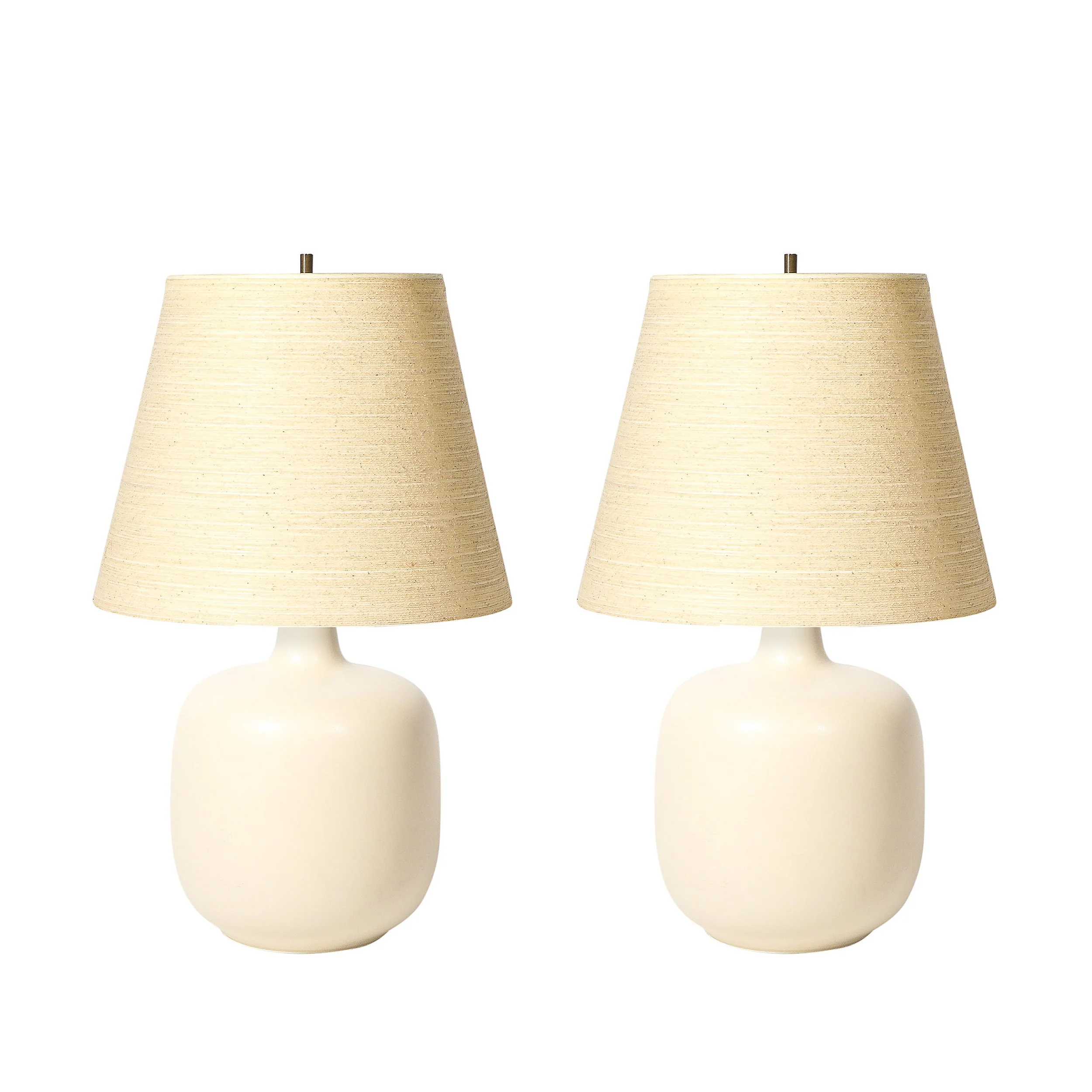 Mid-Century Off White Glazed Ceramic Table Lamps by Lotte & Gunnar Bostlund - High Style Deco.jpg