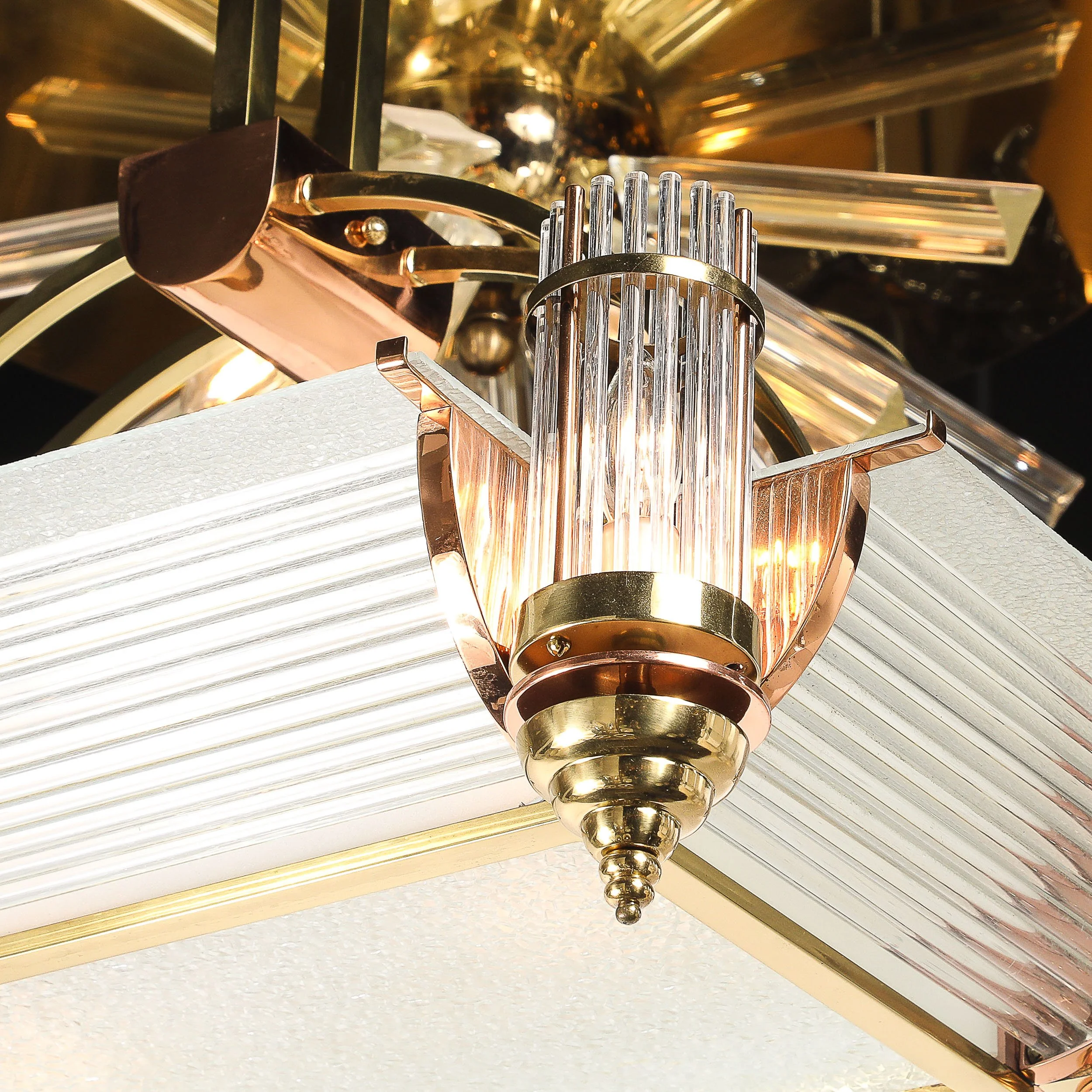 Art Deco Machine Age Brass & Copper Rectangular Chandelier w: Glass Diffuser - High Style Deco 10.jpg