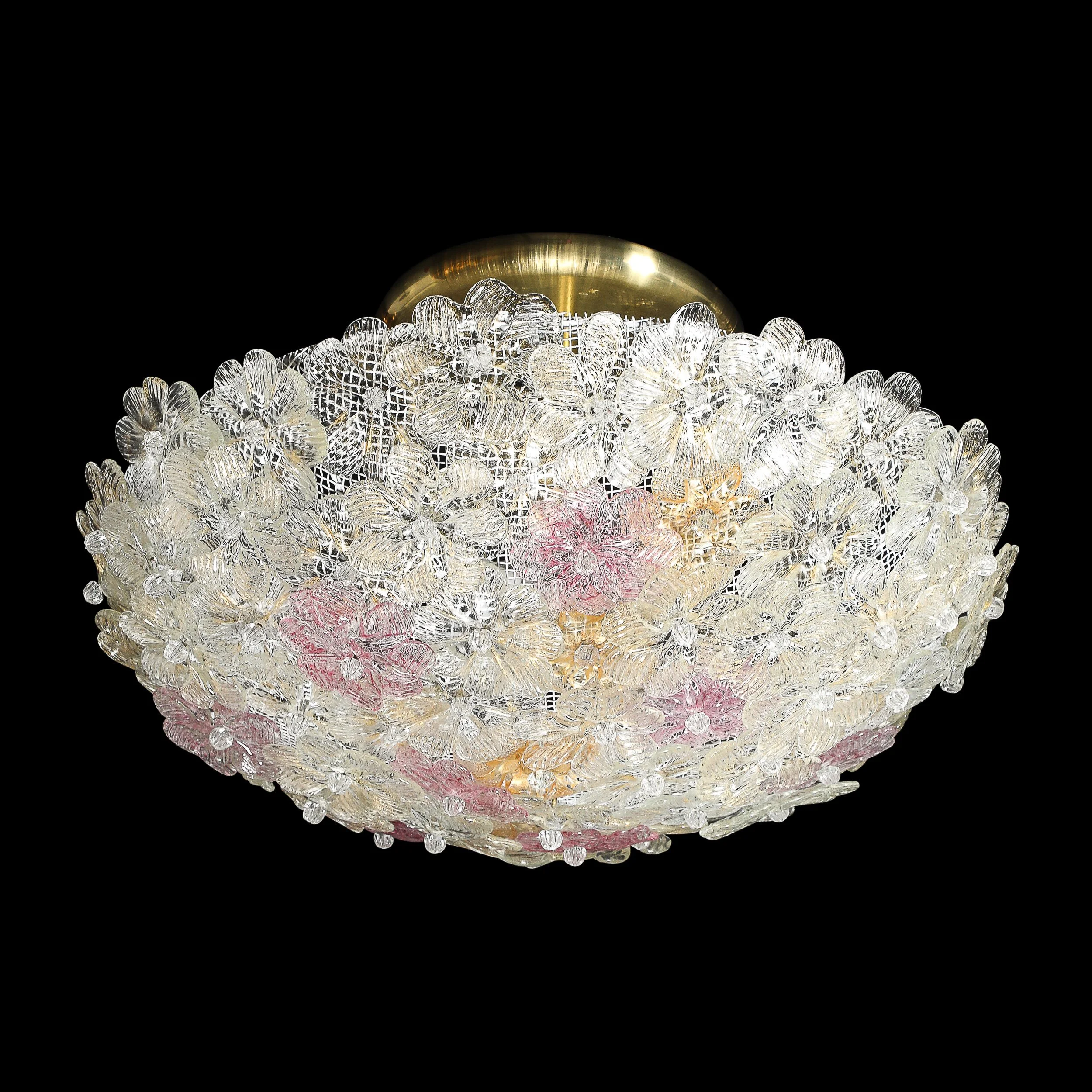 Mid-Century Hand-Blown Rose Murano Glass Florets Chandelier by Barovier & Toso - High Style Deco 9.jpg