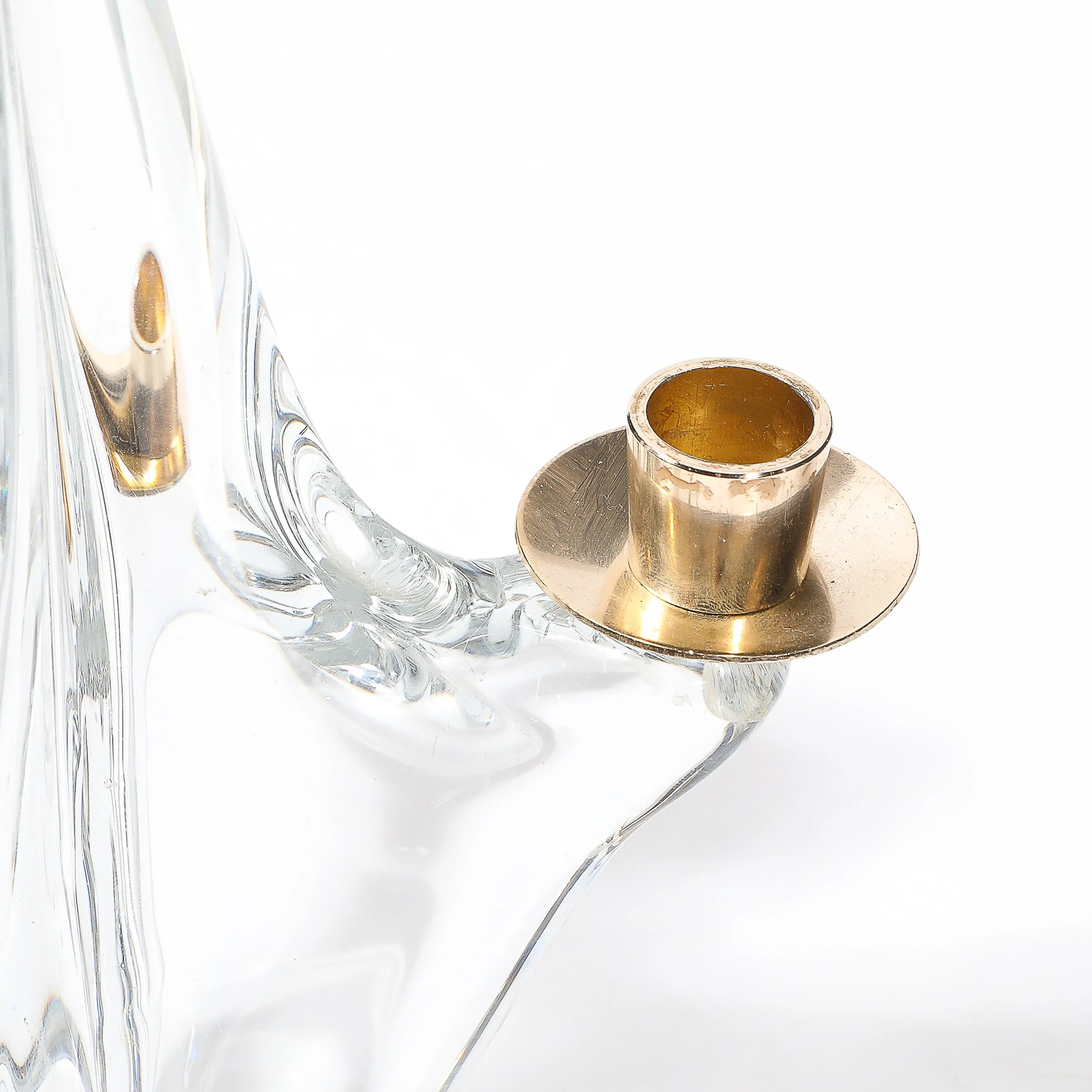 Mid-Century Crystal & Brass Amorphic 4 Arm Candelabra Signed Schneider - High Style Deco 3.jpg
