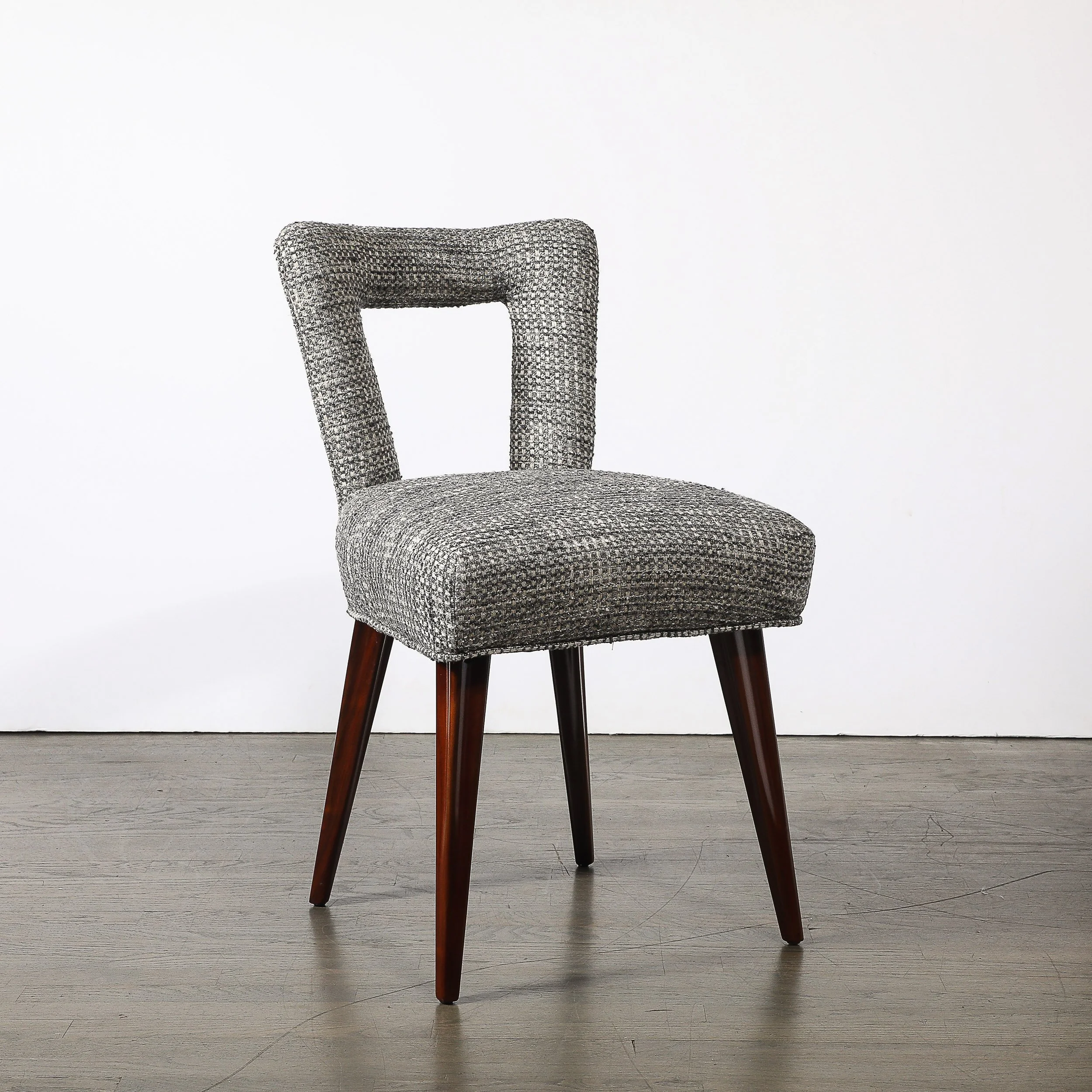 Set of 4 Mid-Century Open Back Upholstered Dining Chairs w: Splayed Tapered Legs - High Style Deco 13.jpg