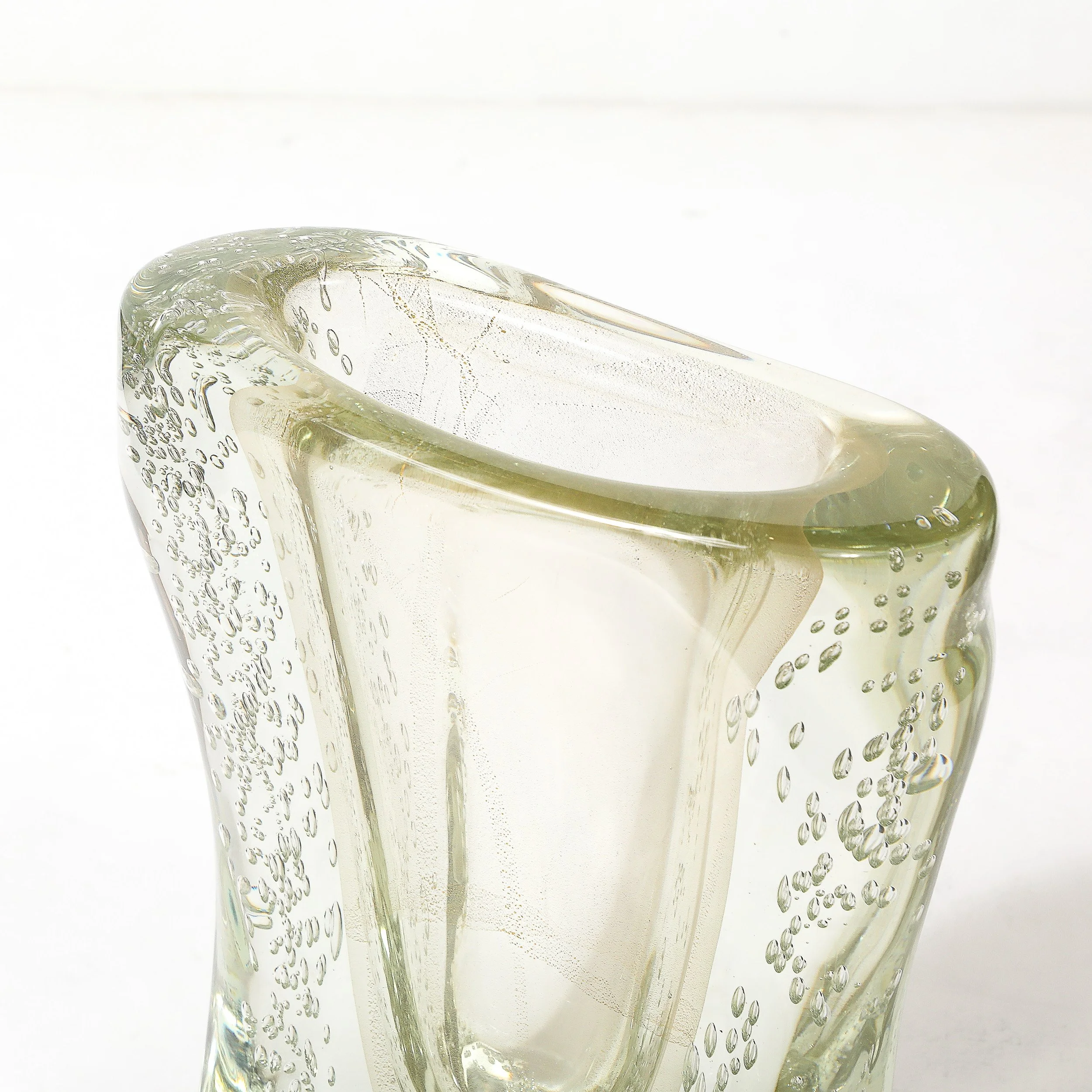 Rippling Bone Form Hand-Blown Murano Glass Vase W: Bullicante & Gold Flecks - High Style Deco 6.jpg