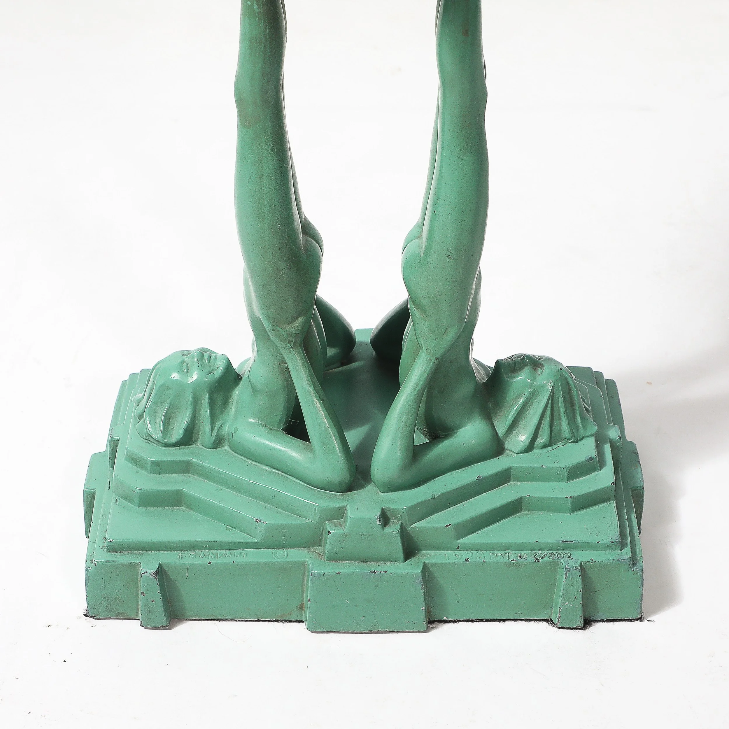 Art Deco Frankarts #L220 Turquoise Figurative Green Craqueleur Glass Table Lamp - High Style Deco 16.jpg
