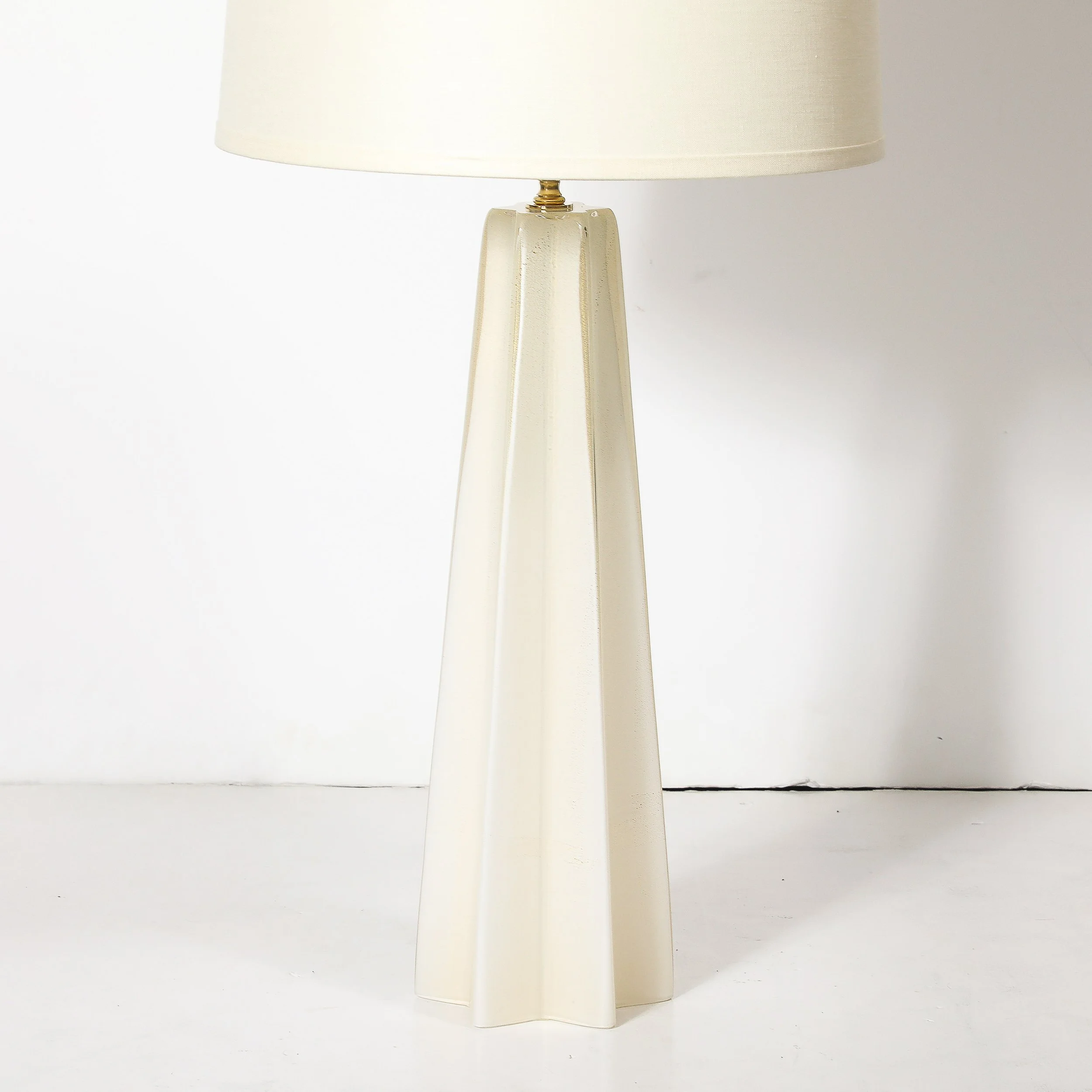 Pair of Modernist Hand Blown Murano Pearlescent Sculptural X-Form Table Lamps - High Style Deco 3.jpg
