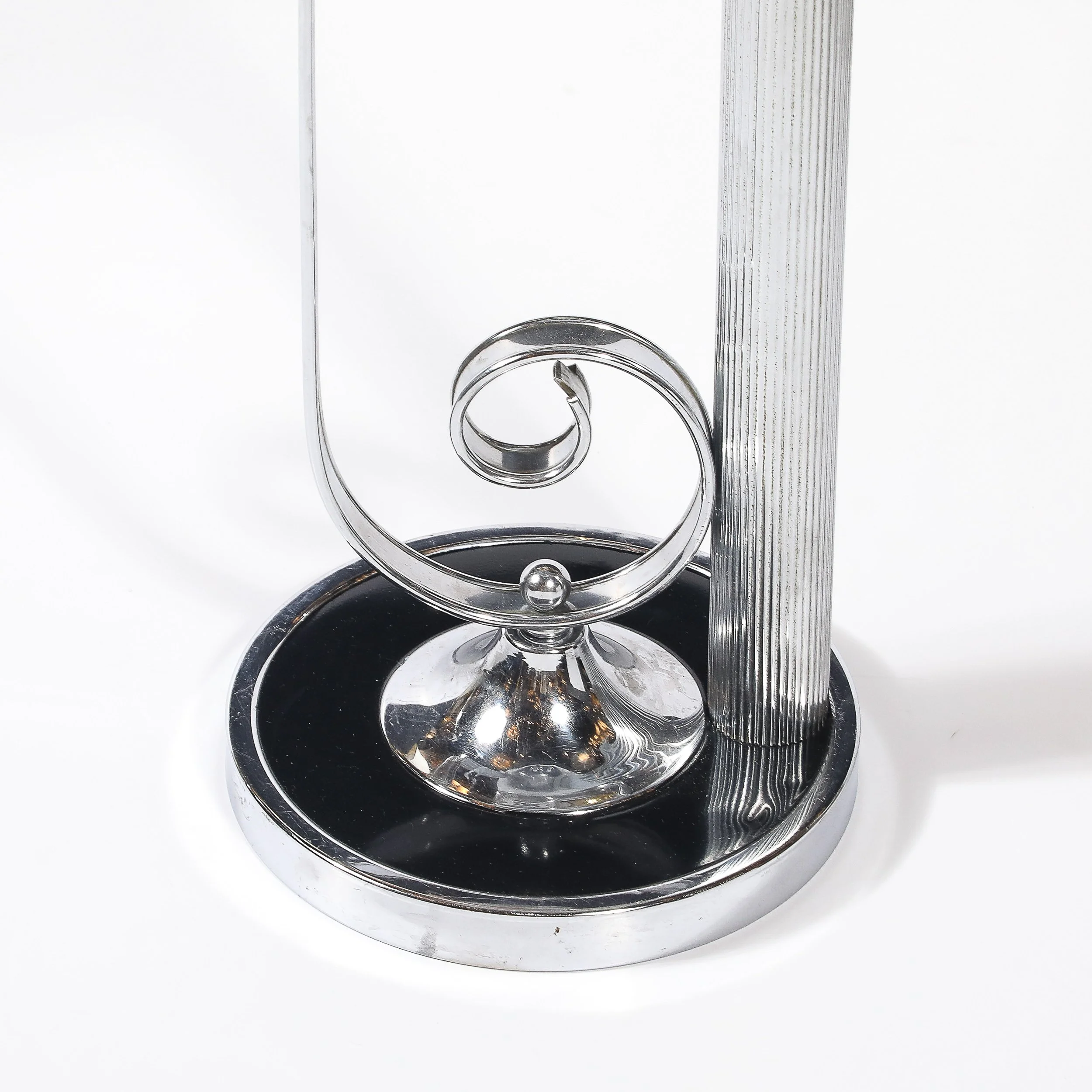Art Deco Machine Age Scroll Form Drinks Table in Chrome and Black Lacquer - High Style Deco 2.jpg