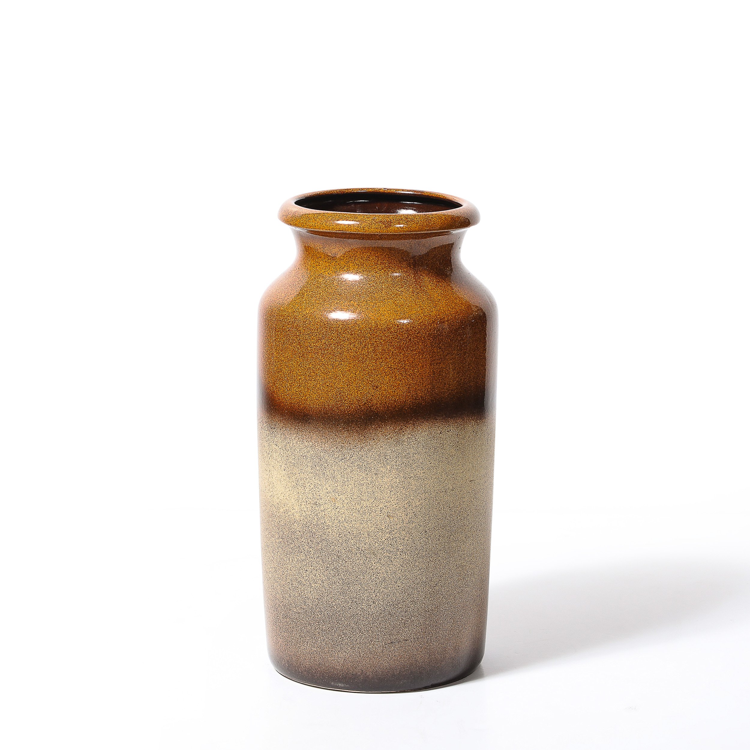 Mid-Century Ochre & Saffron Glazed Ceramic Umbrella Stand with Umber Detailing - High Style Deco 1.jpg
