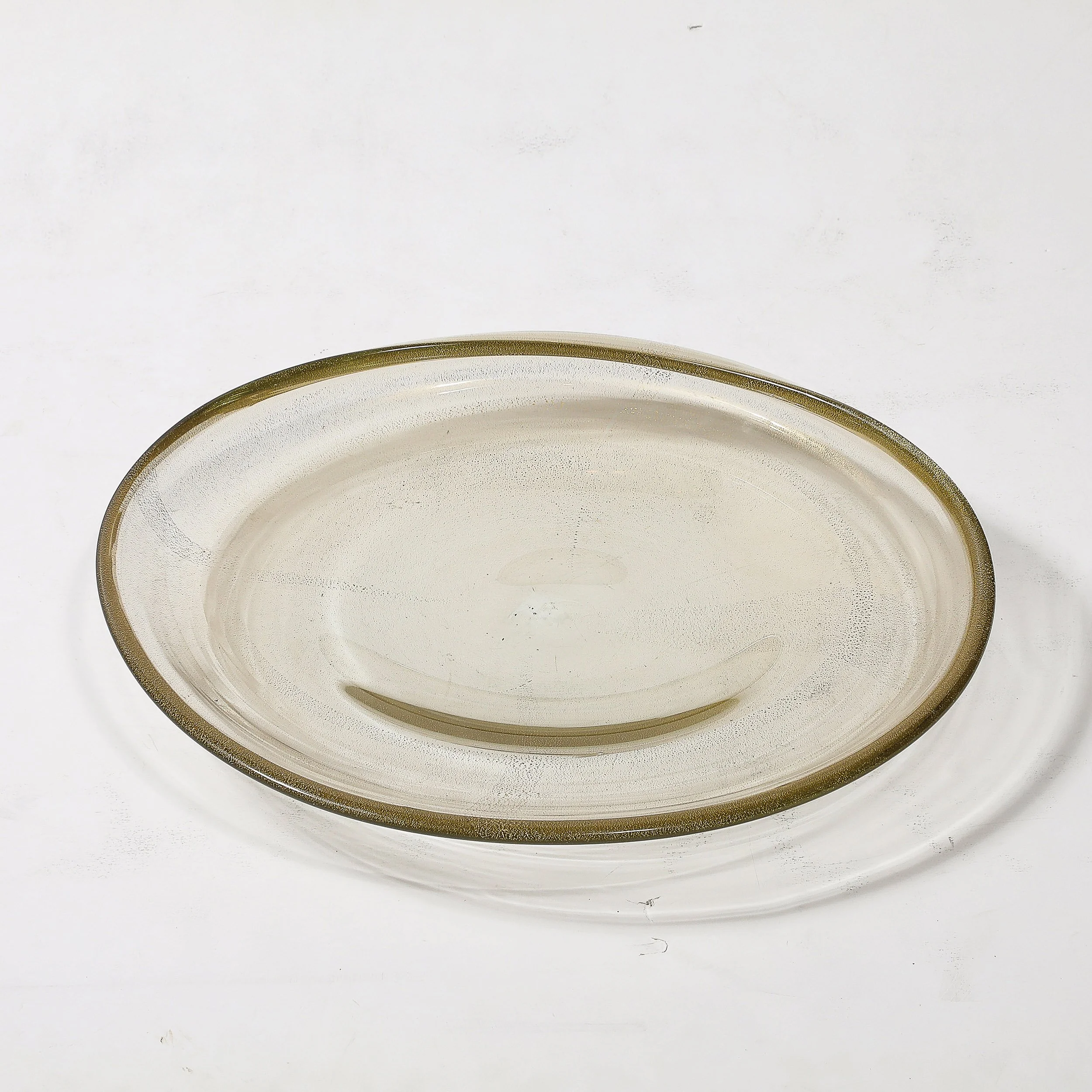 Large Mid-Century Hand-Blown Murano Glass Bowl W:24 Karat Gold Fleck Detailing - High Style Deco 3.jpg