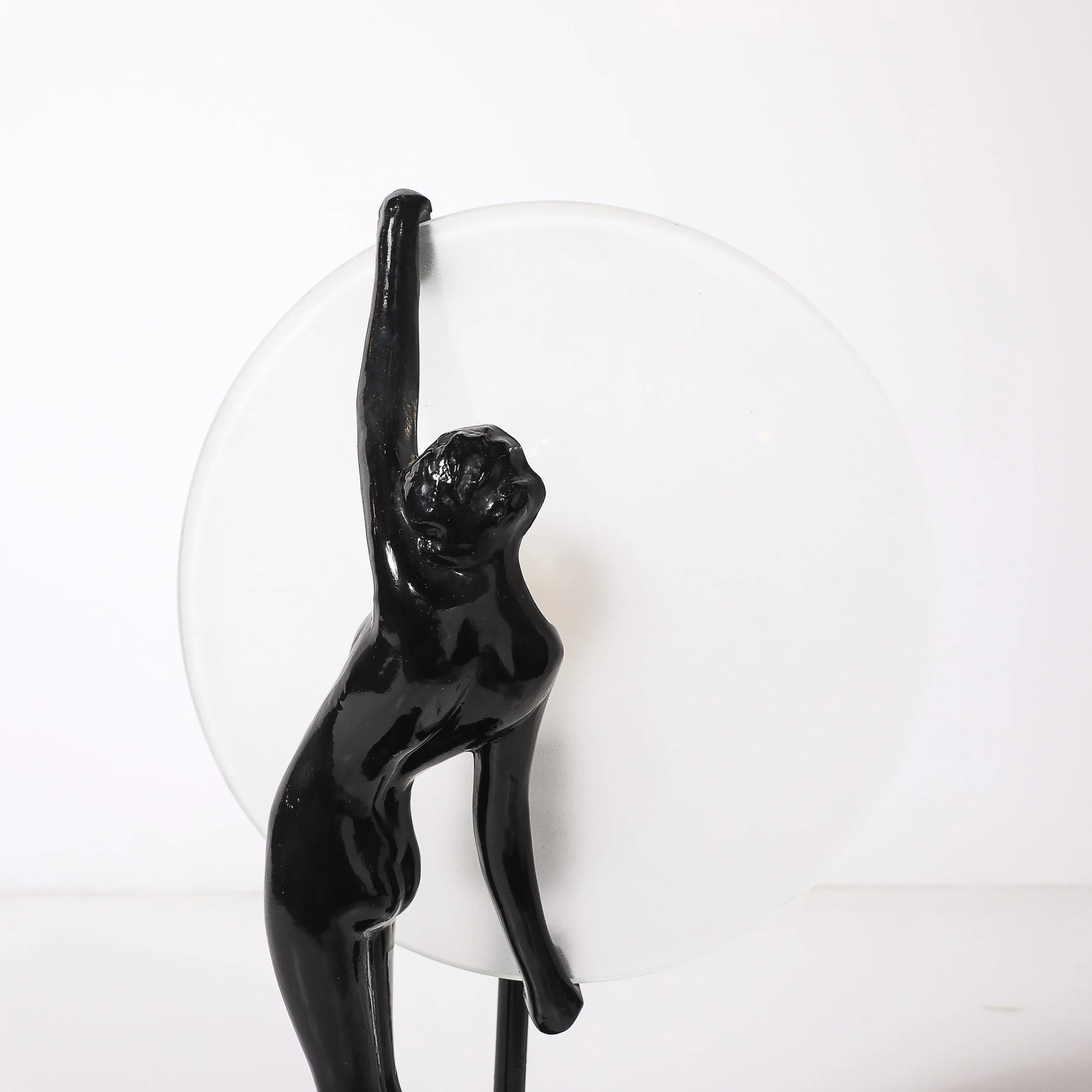 Art Deco Sculptural Nude Table Lamp in Black Enamel & Frosted Glass - High Style Deco 5.jpg