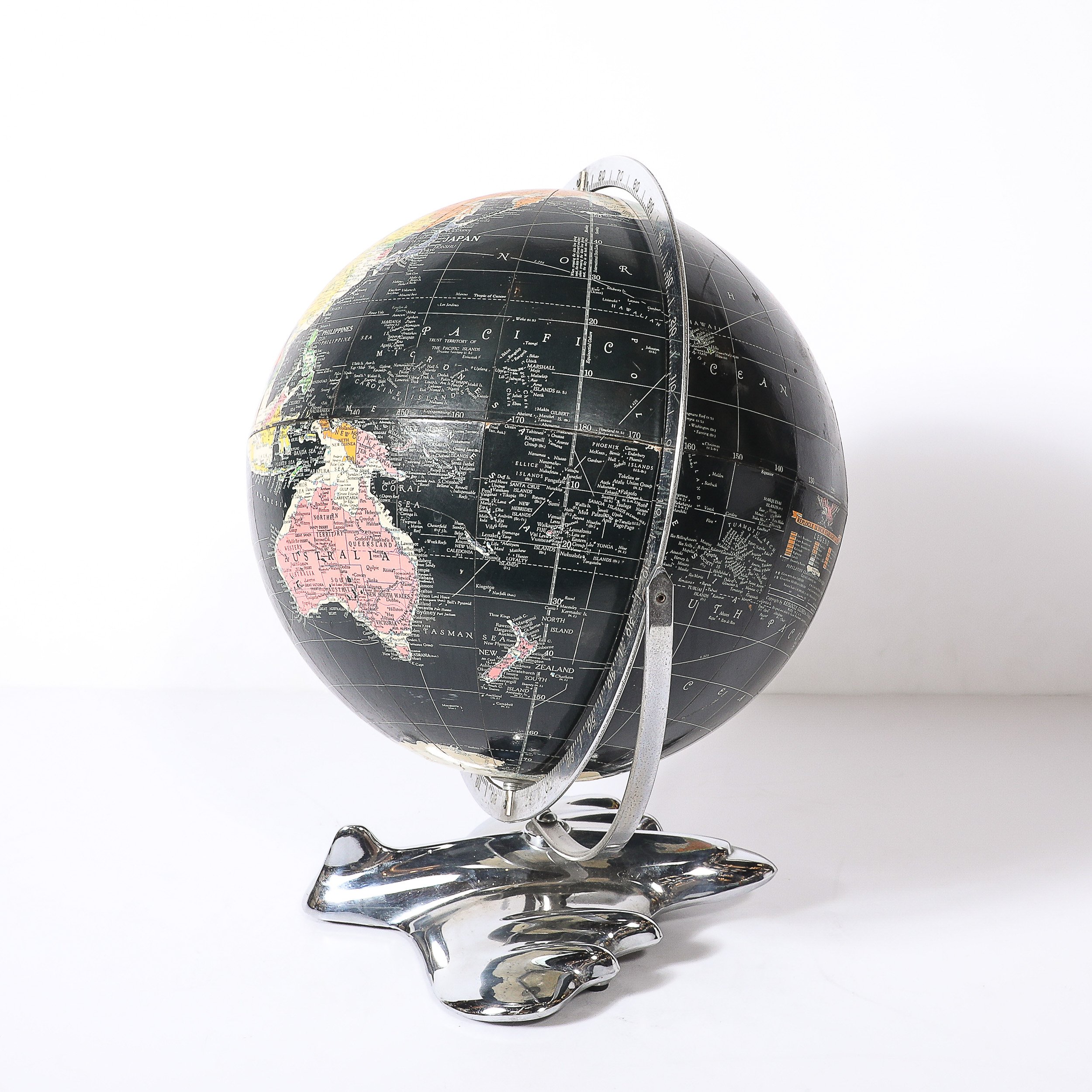 Art Deco Aviation Globe on Sculptural Airplane Base in Chrome - High Style Deco 5.jpg