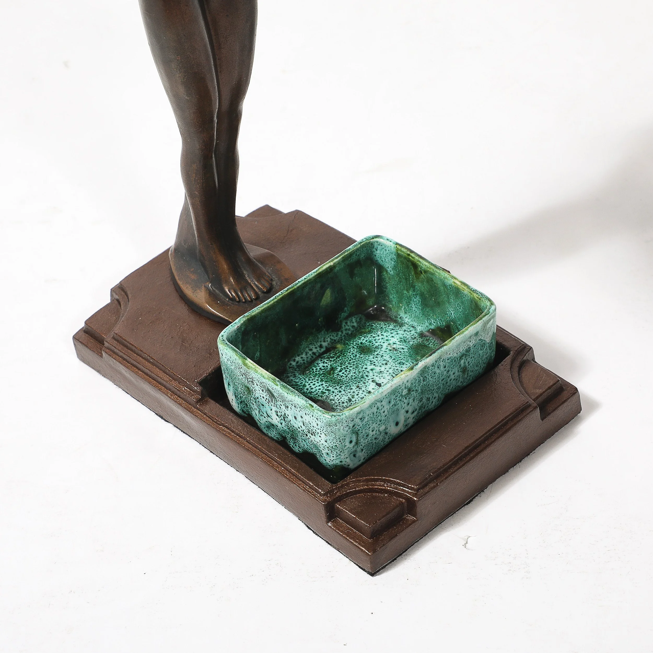 Art Deco Patinated Bronze, Olive Green & Jade Ceramic Smoking Stand by FrankArts - High Style Deco 16.jpg