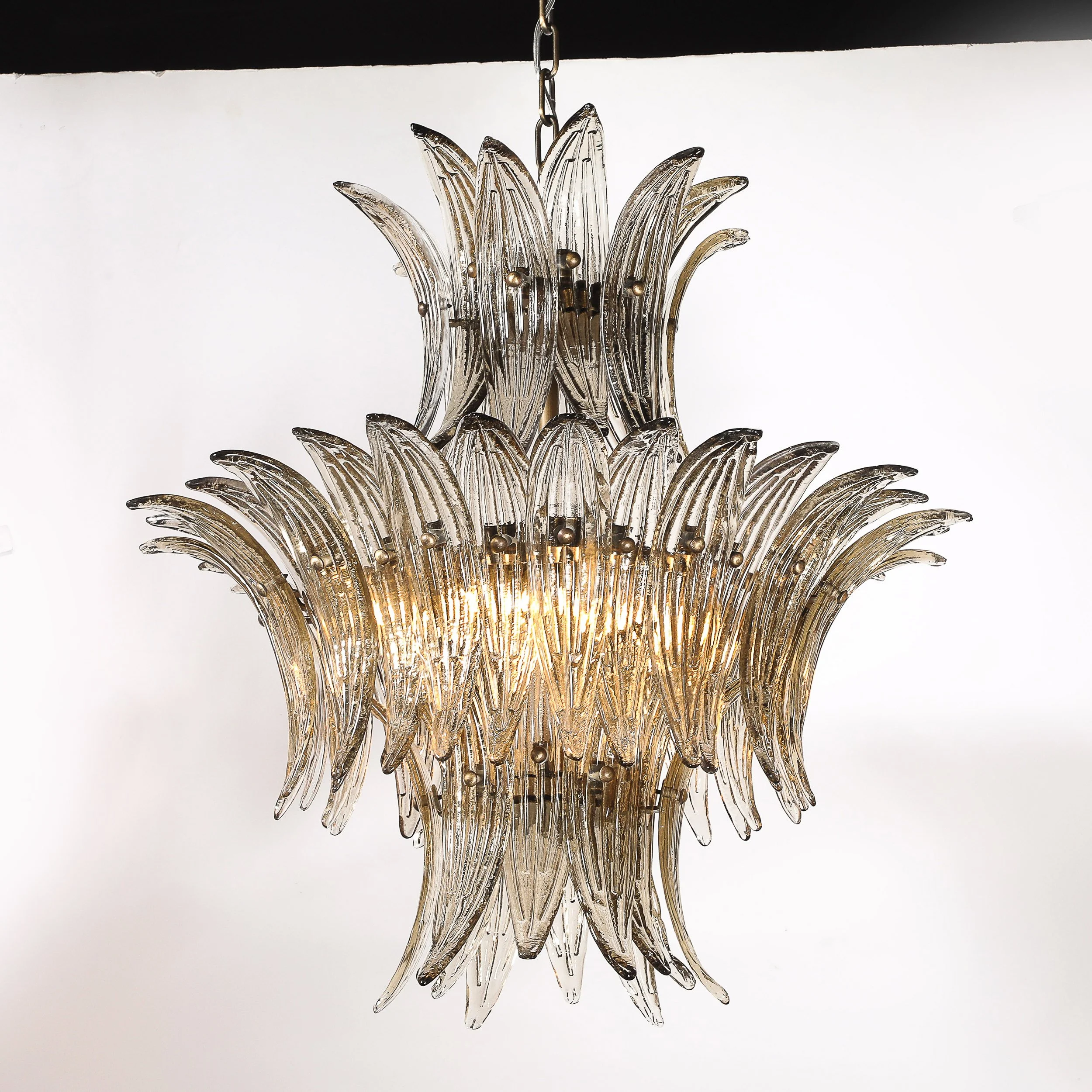 Modernist 3-Tier %22Palma%22 Hand-Blown Smoked Murano Glass & Bronze Chandelier - High Style Deco 3.jpg