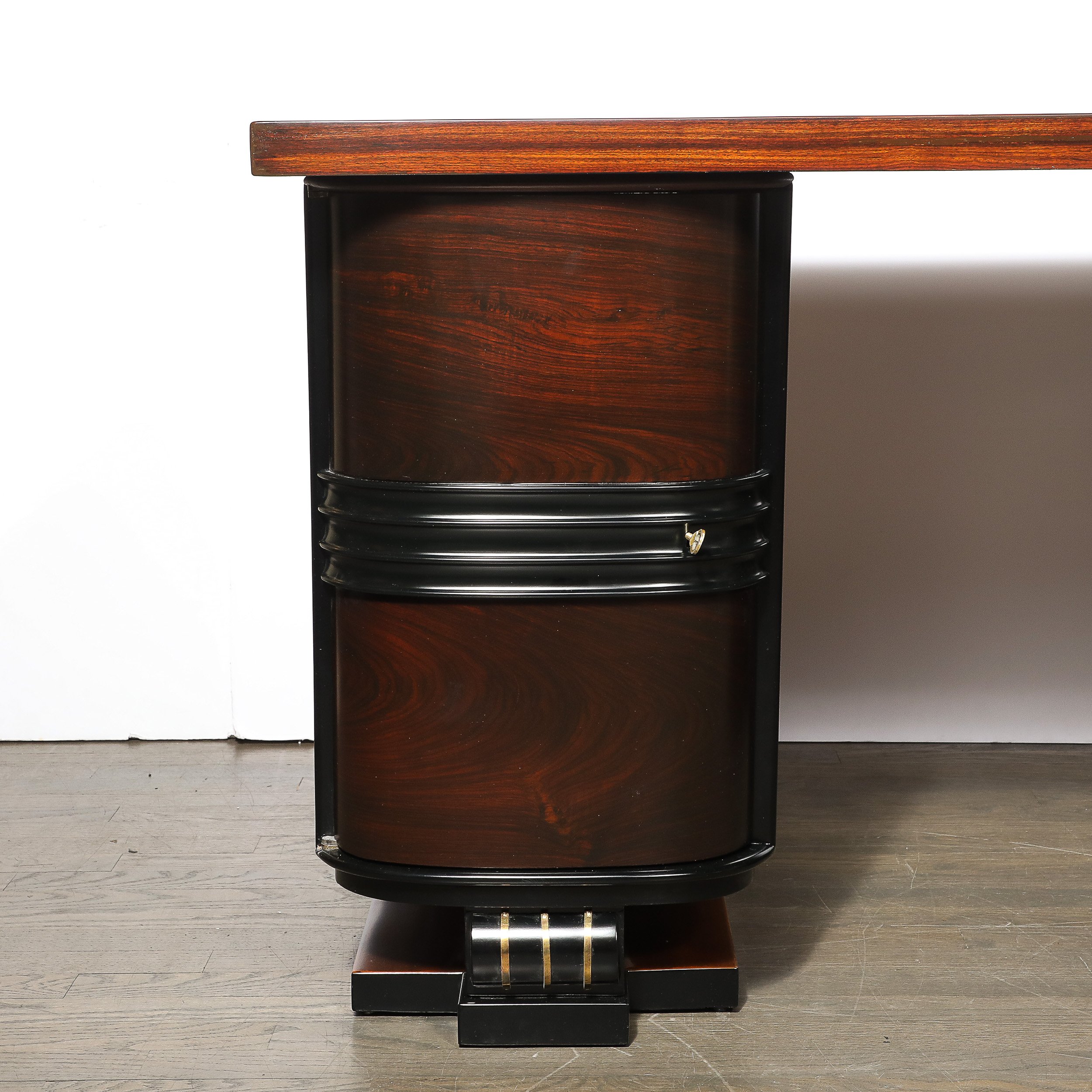 Art Deco Machine Age Partner Desk in Rosewood with Ebonized Fluted Detailing - High Style Deco 3.jpg