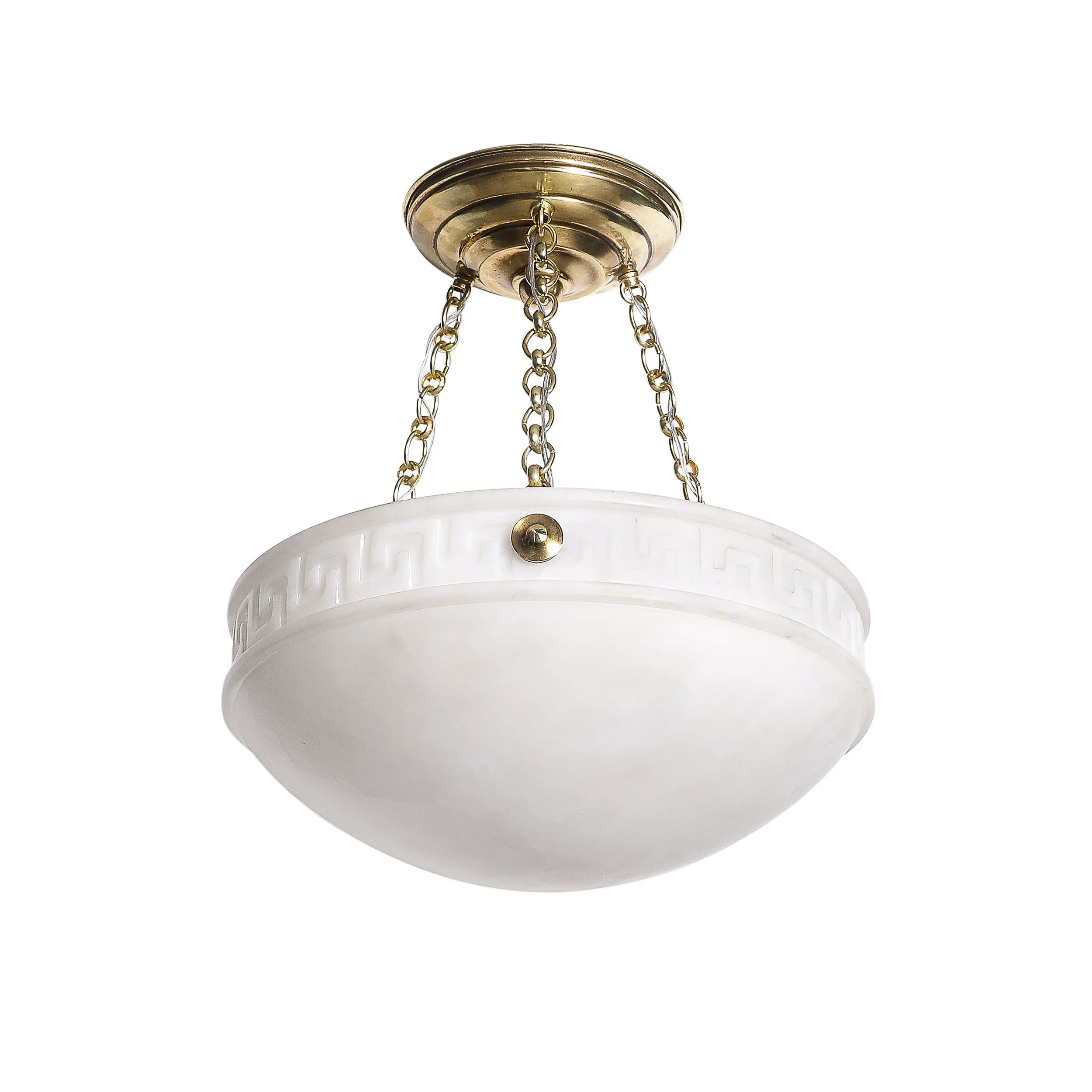 Art Deco Alabaster Pendant Chandelier with Greek Key Detailing & Brass Fittings - High Style Deco 5.jpg
