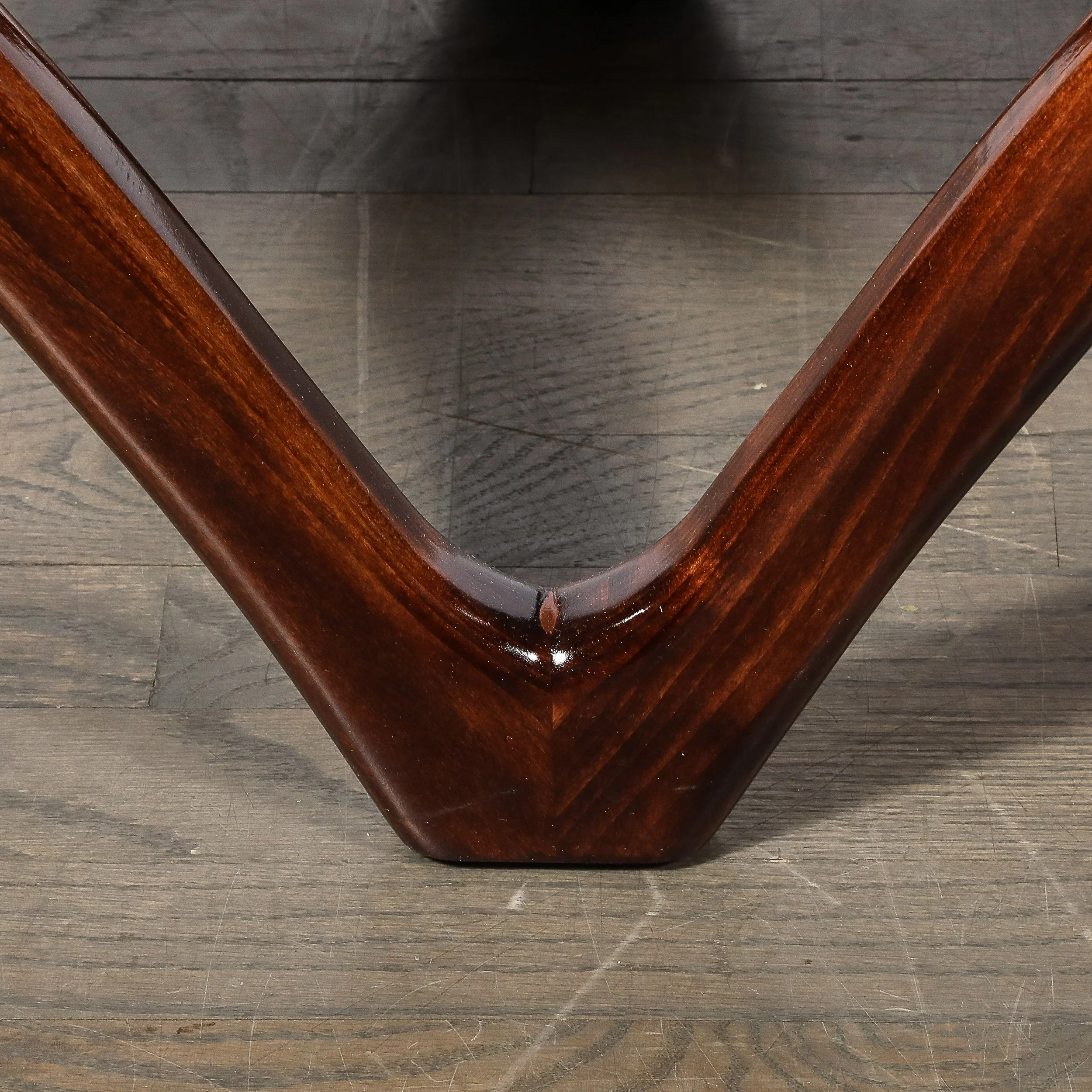 Italian Mid Century Modern Sculptural Graphic Walnut & Taupe Mohair Bench - High Style Deco 3.jpg