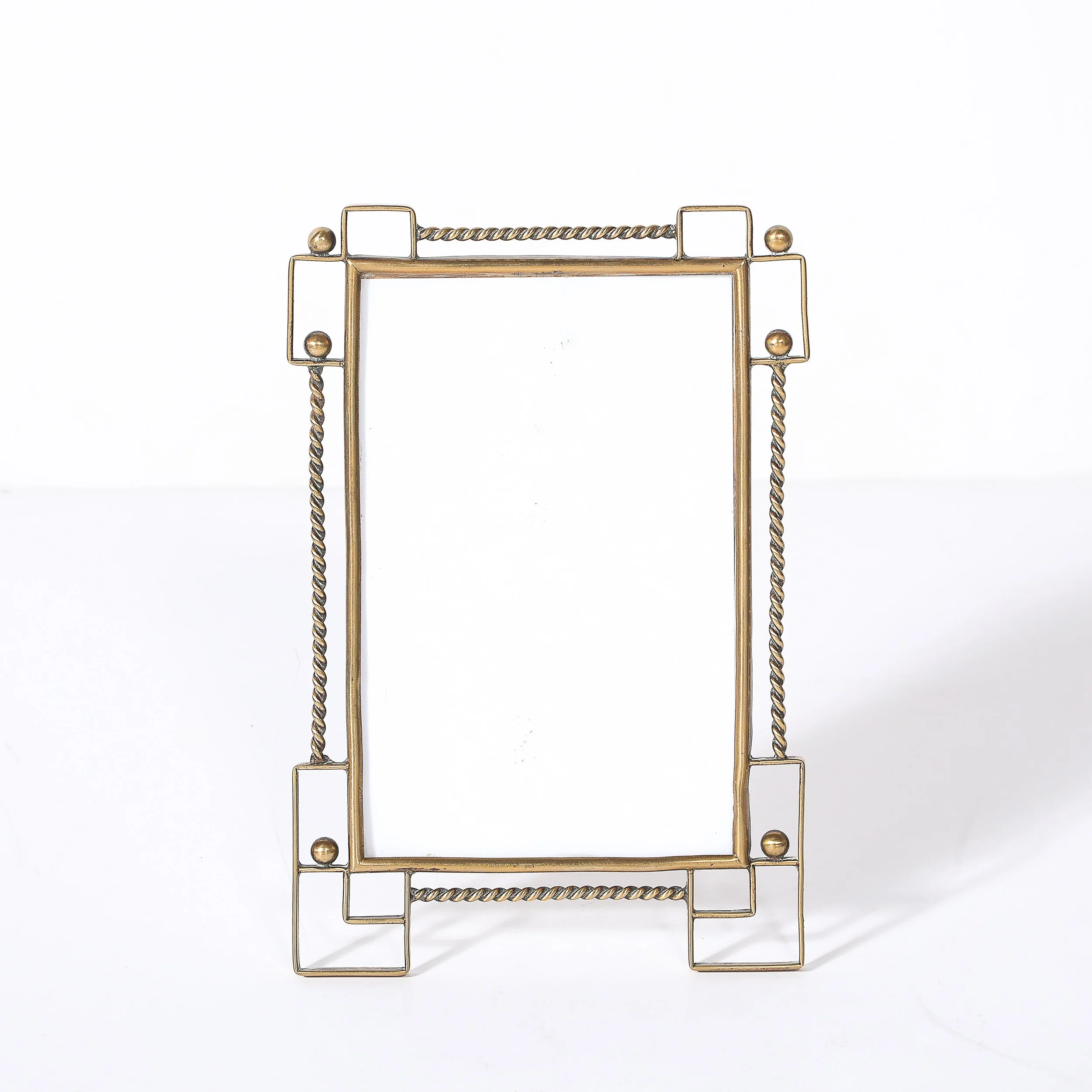 Arts & Crafts Movement Polished Bronze Rope & Geometric Form Picture Frame - High Style Deco 1.jpg
