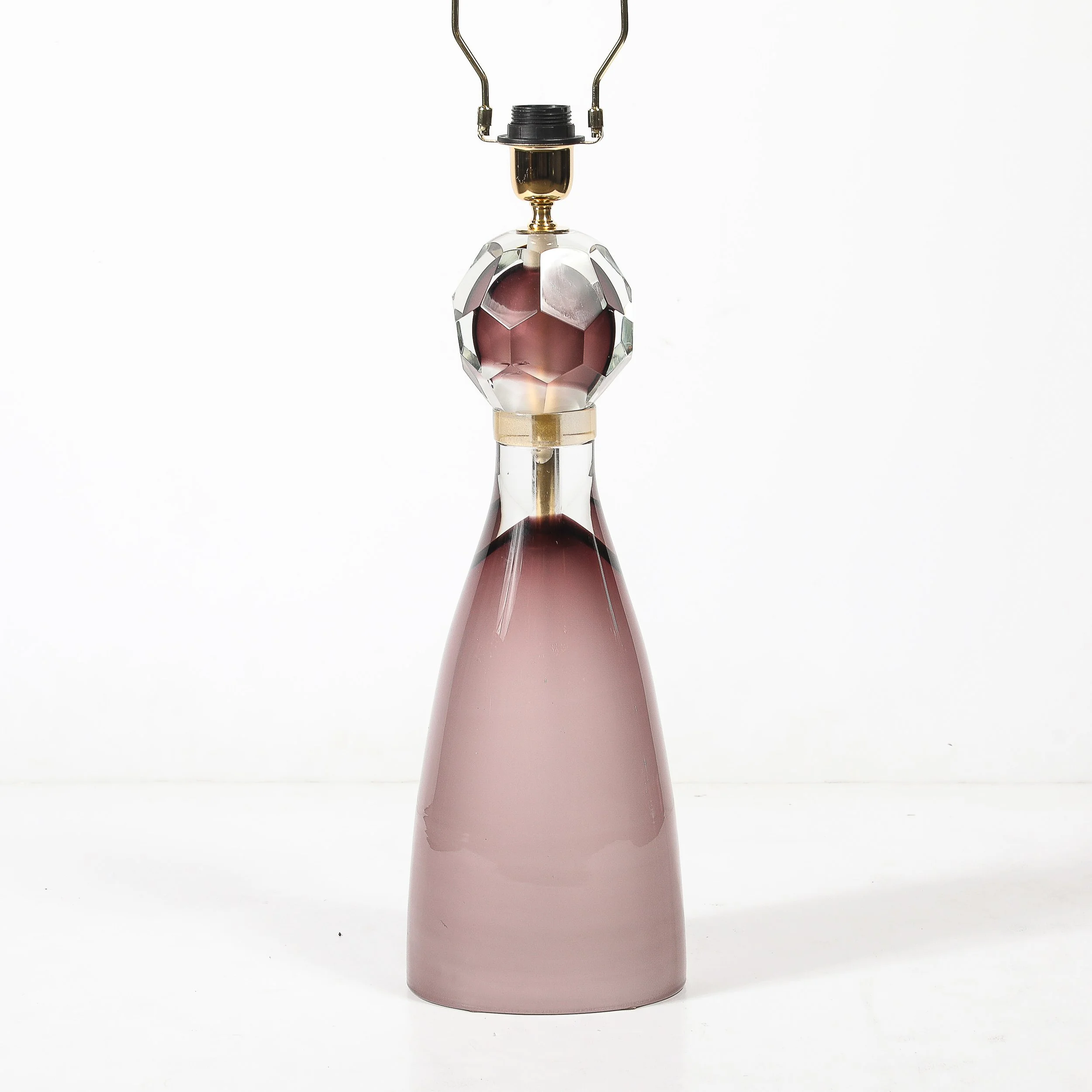 Modernist Faceted Smoked Amethyst Murano Glass Hourglass Form Table Lamps - High Style Deco 4.jpg