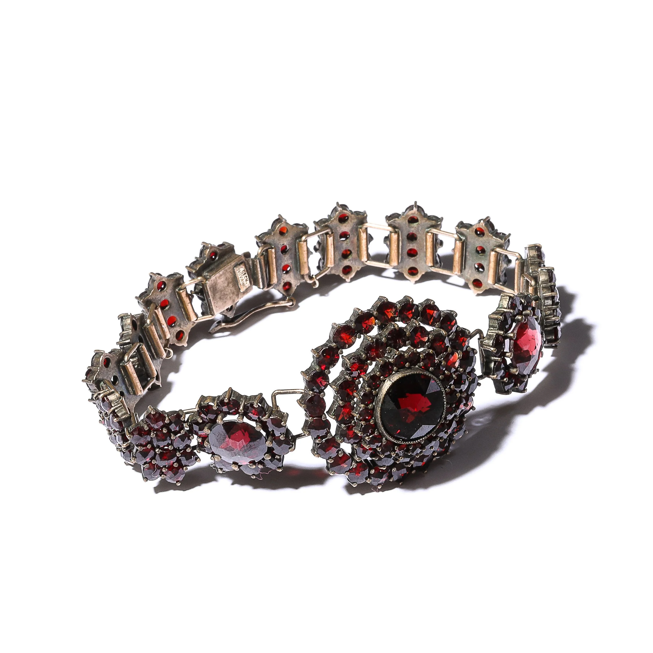 Antique Bohemian Bracelet Encrusted with Garnets in Garnet Gold Setting - High Style Deco 11.jpg