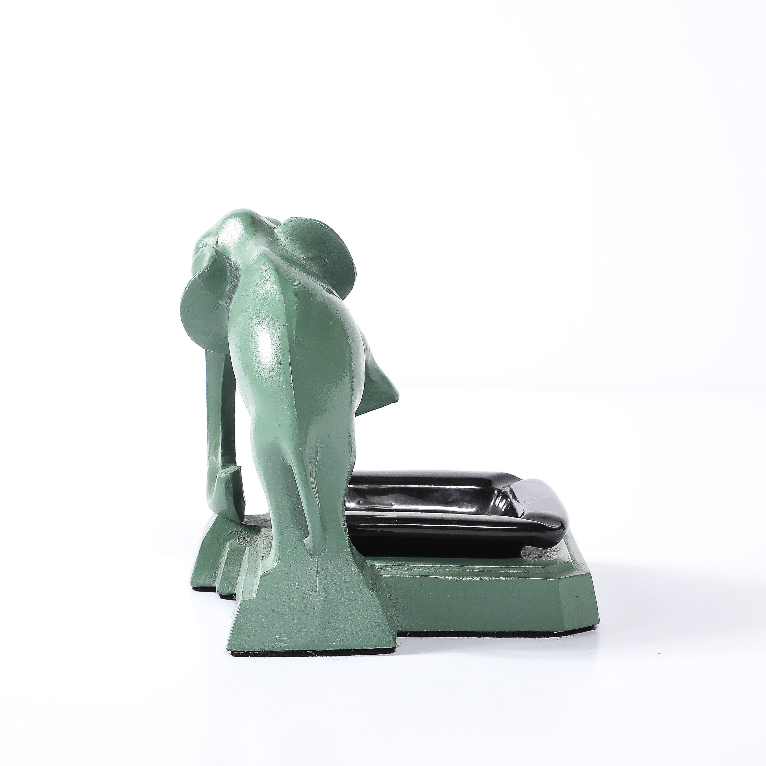 Art Deco Green Enamel & Black Ceramic Sculptural Elephant Ash Tray signed Nuart - High Style Deco 6.jpg