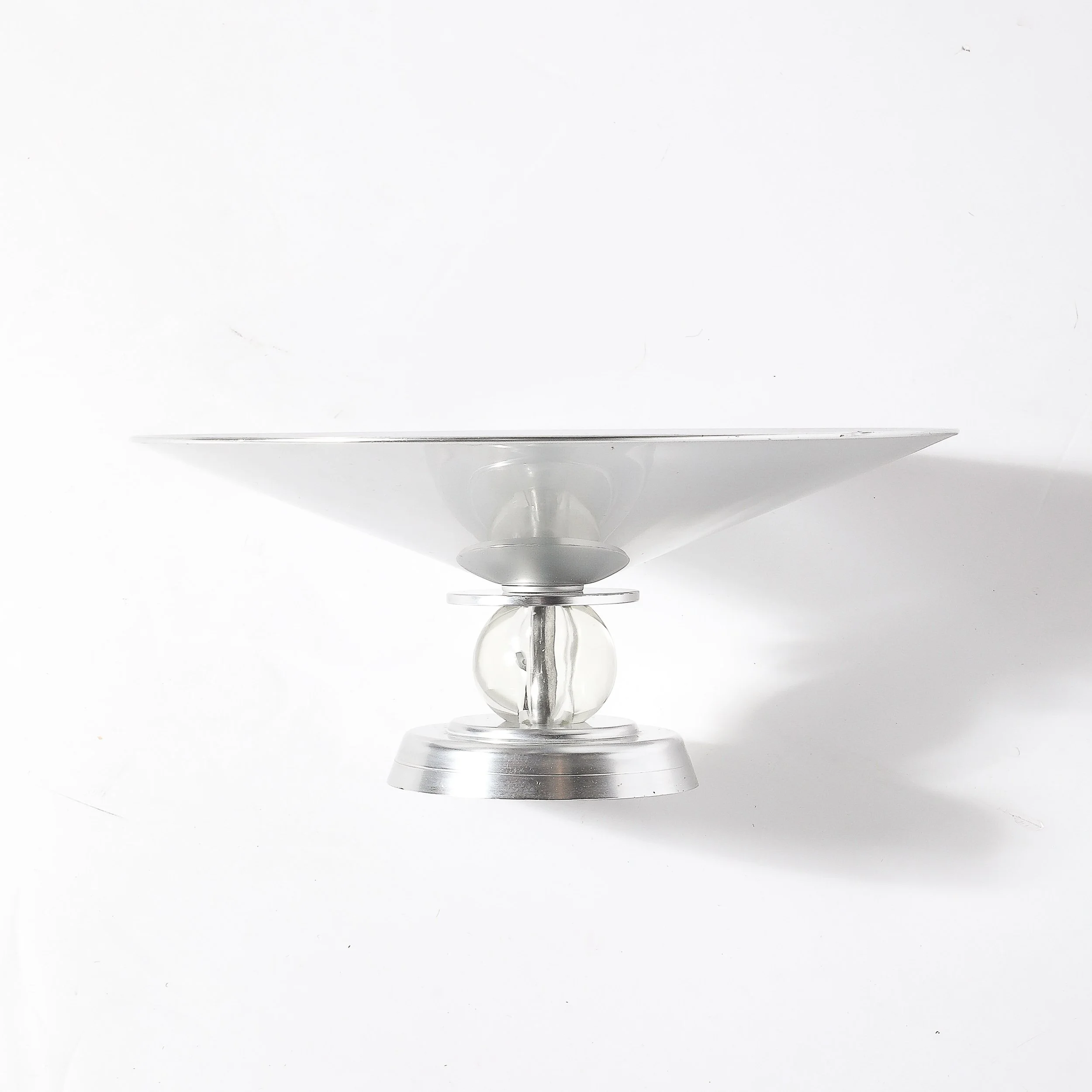 Art Deco Brushed Aluminum & Glass Centerpiece Bowl signed Kensington - High Style Deco 10.jpg