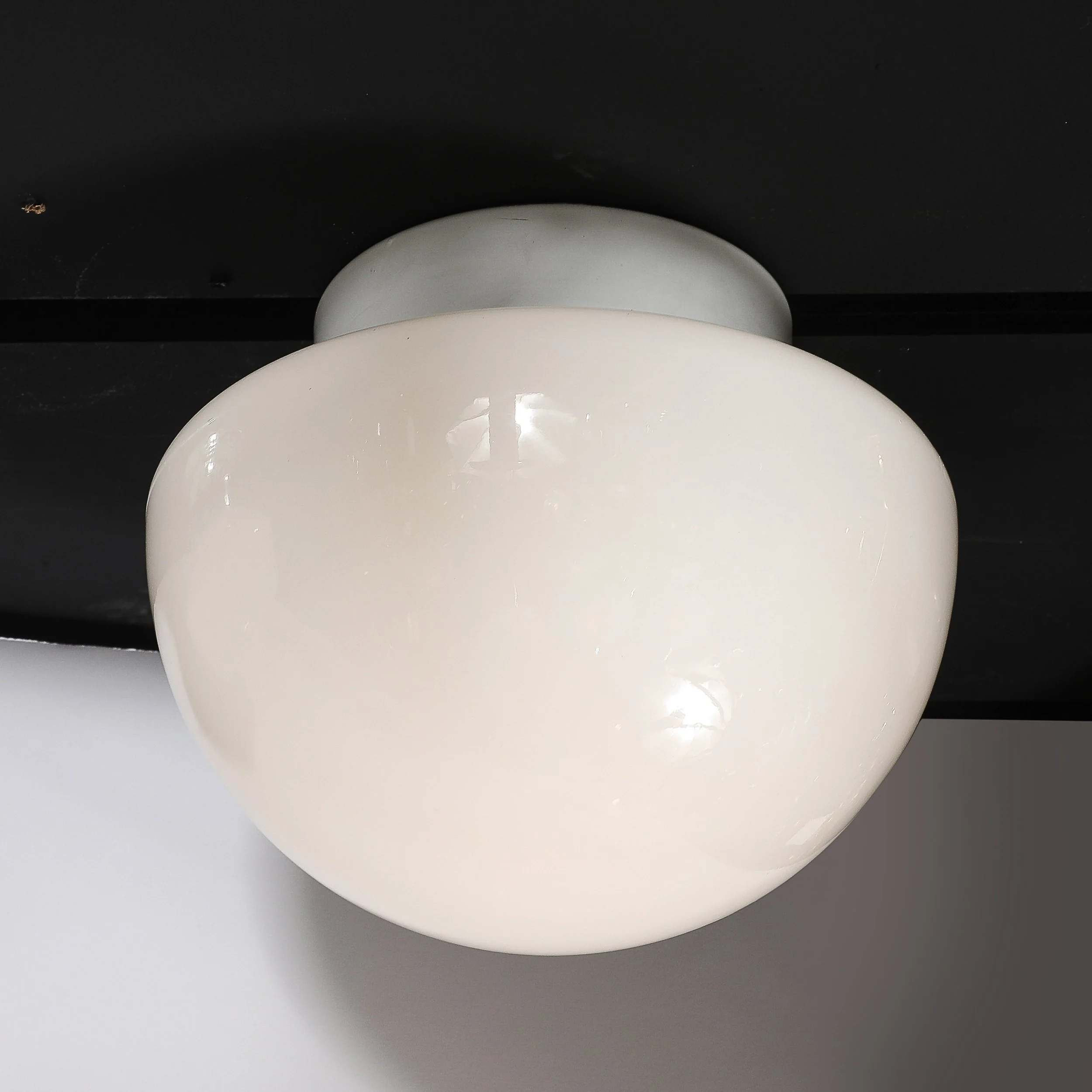 Mid-Century Reverse Dome Form Milk Glass Flush Mount Chandelier by Lightolier - High Style Deco 7.jpg