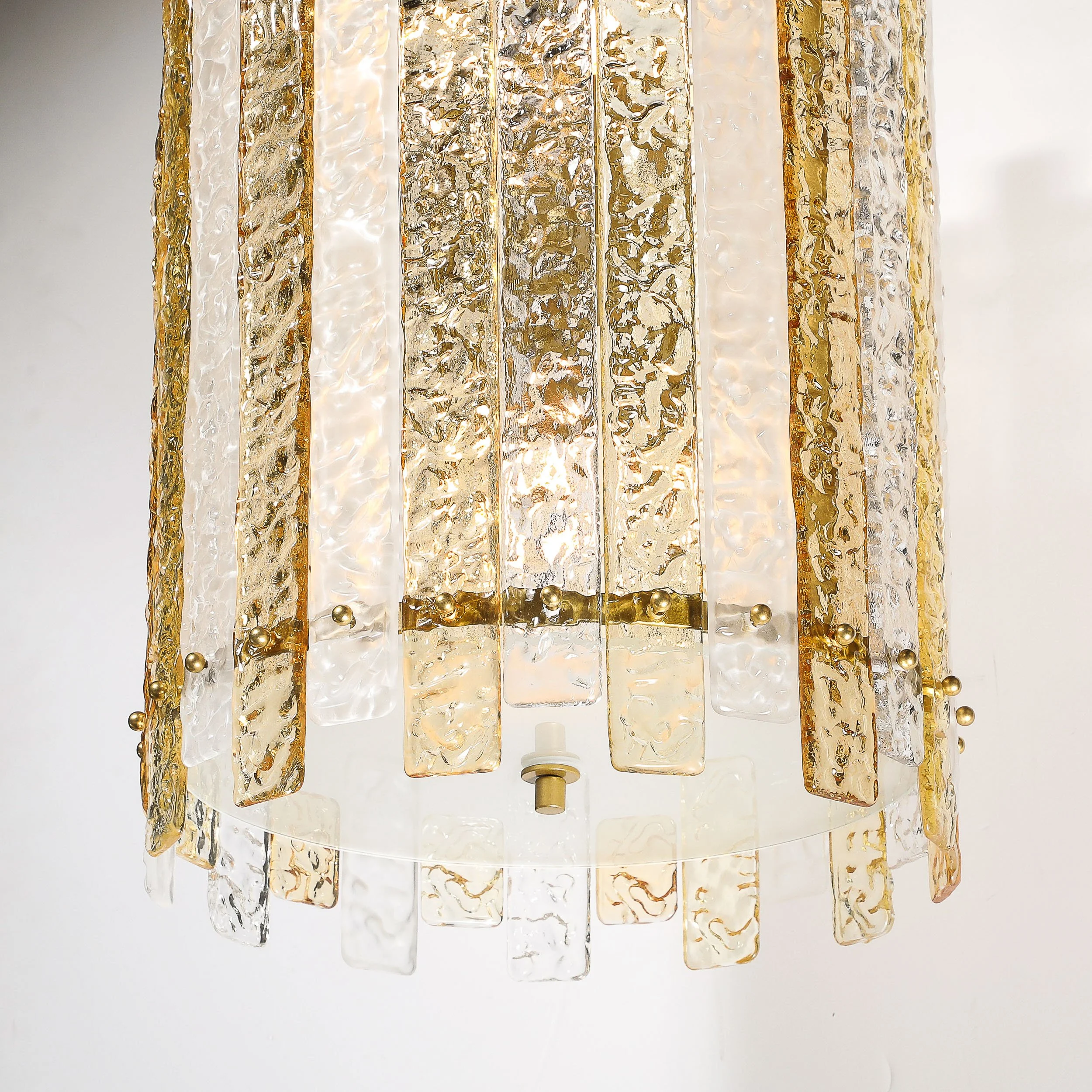 Modernist Hand-Blown Amber and Clear Murano Glass Paneled Cylindrical Chandelier - High Style Deco 7.jpg